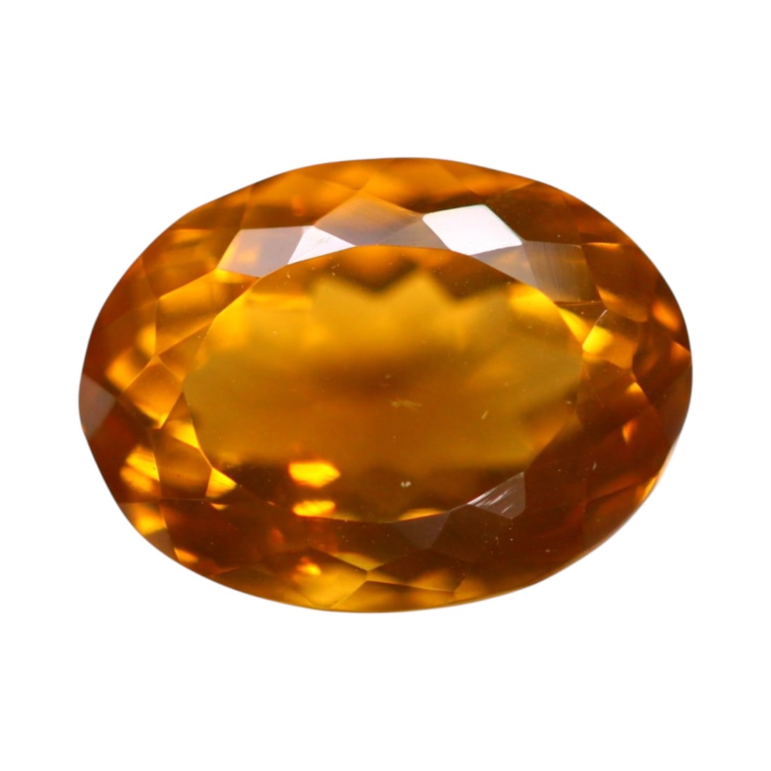 14.79 Carats Honey Yellow Quartz - Natural Brazilian Gem: This 14.79 carat honey quartz radiates with a rich golden hue, cut into a balanced oval measuring 17 x 12.9 x 10.8 mm. The stone exhibits a warm amber tone that deepens under light, complemented by cr