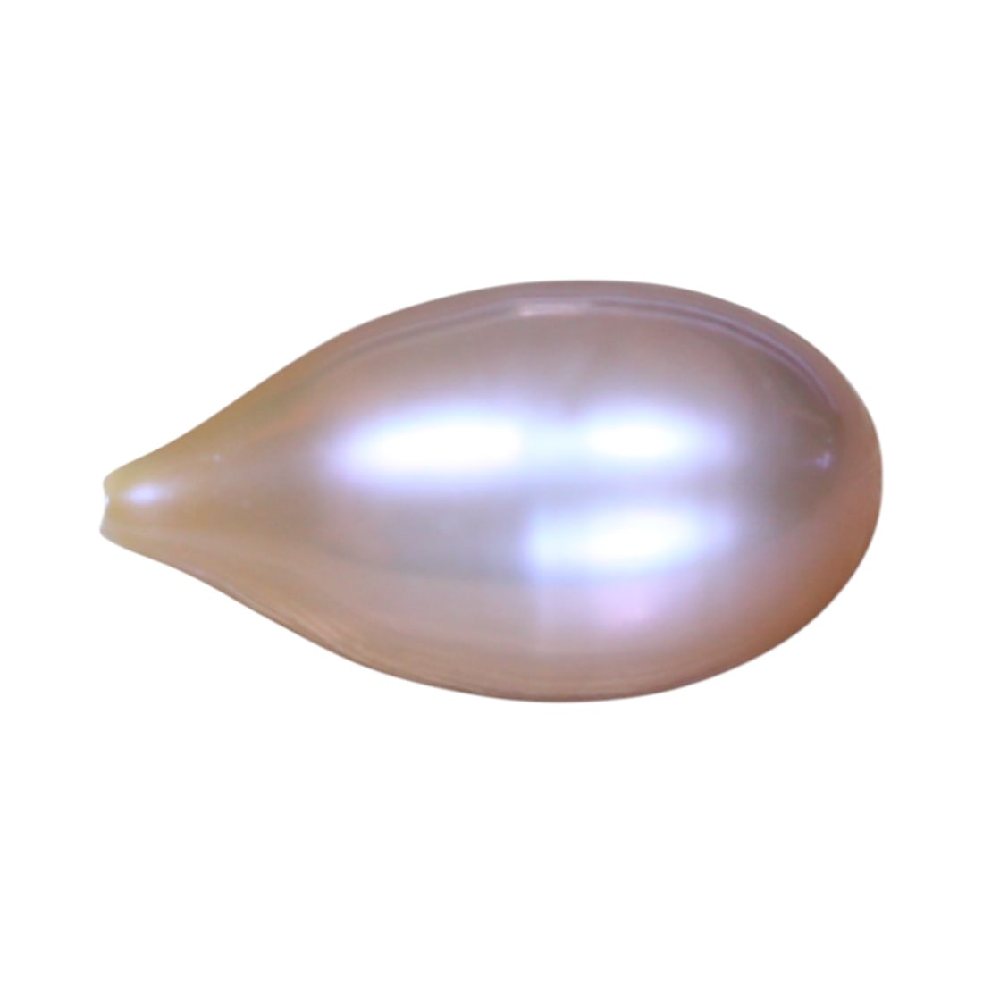 6.52 Carats Silvery Pink Freshwater Pearl - Natural Drop Shape, Drilled: This lustrous freshwater pearl glows with a silvery pink body color, subtly infused with lavender and rose overtones. Measuring 15.2 x 8.3 x 8.3 mm, its smooth drop form offers a graceful profile, per