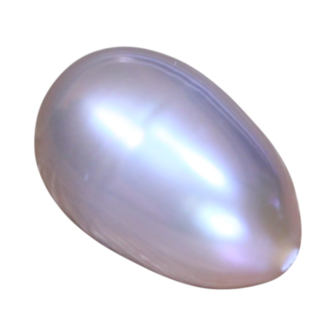 7.54 Carats Lavender Pink Freshwater Pearl - Natural Elongated Drop Shape: This luminous freshwater pearl glows with a soft lavender-pink body color enhanced by delicate overtones of silver and rose. Its elongated drop shape presents a graceful silhouette, ideal for elegant