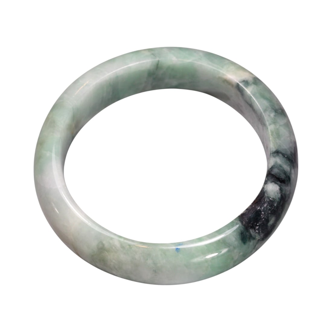 83.80 Grams Icy Green and Black Jade Bangle - Natural Burmese Jadeite (1 of 3)