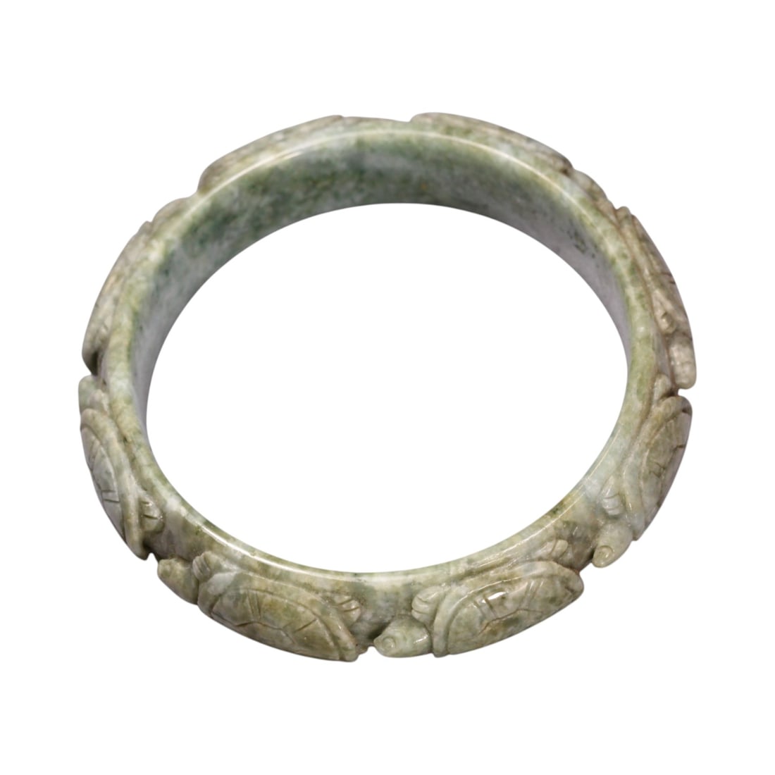 77.40 Grams Carved Green Jade Bangle - Natural Burmese Stone (1 of 3)