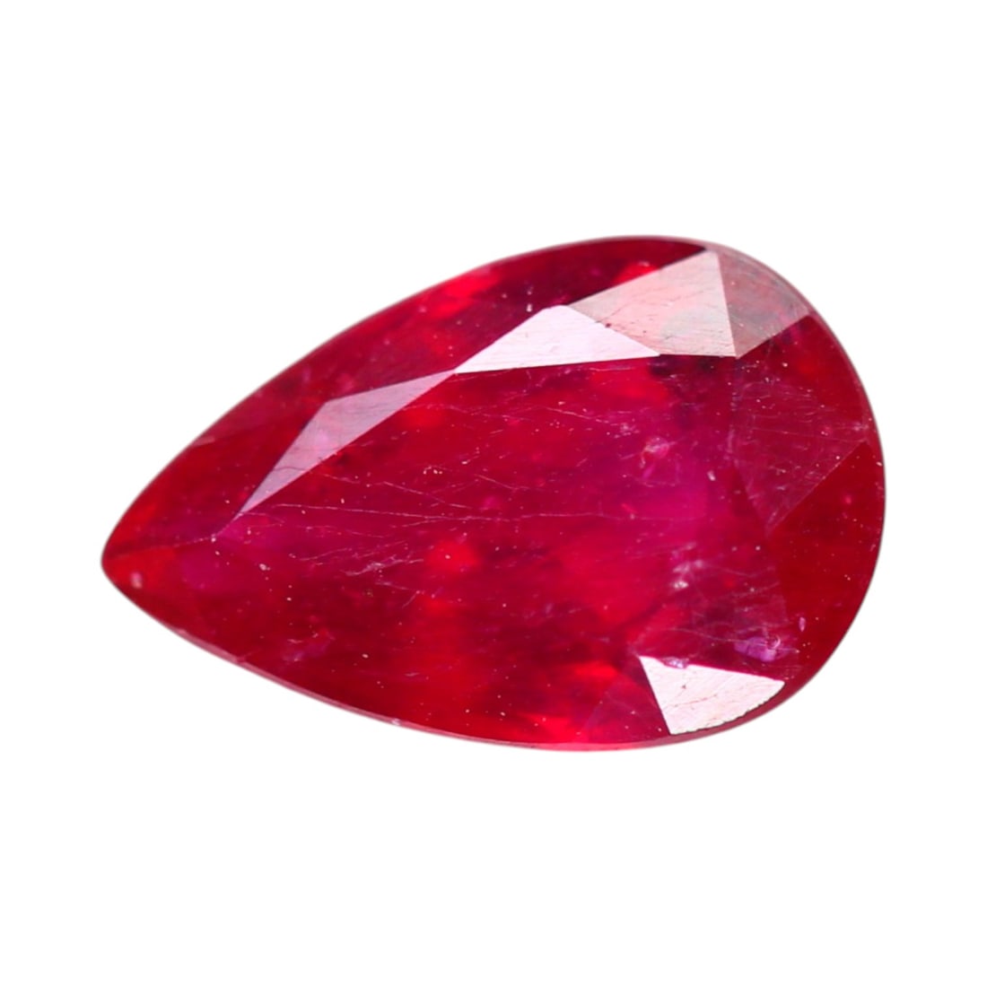 2.85 Carats Deep Crimson Ruby Pear Cut - Natural Mozambique Stone (1 of 3)