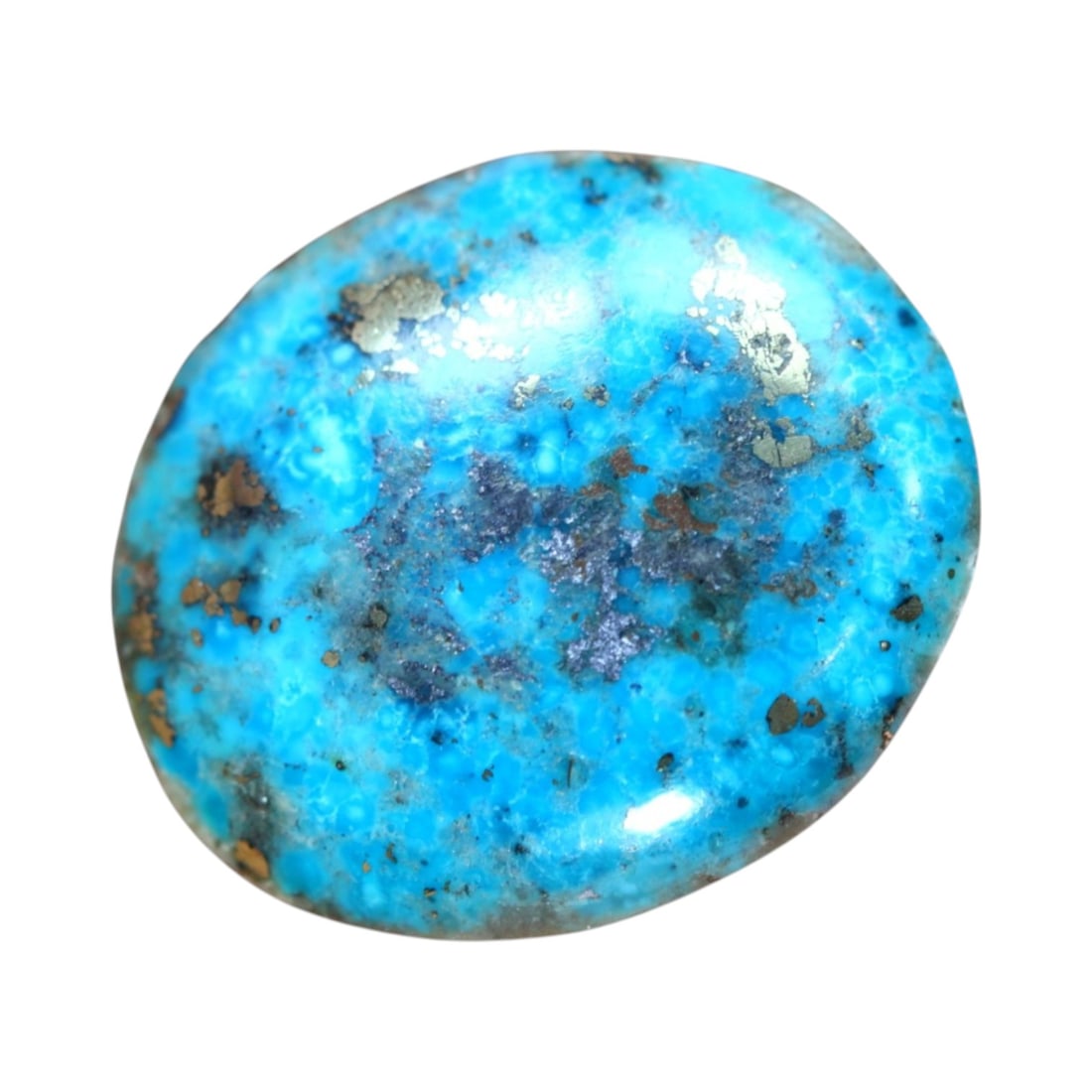 38.03 Carats Bright Blue Turquoise Cabochon with Pyrite Matrix - Natural Arizona Stone (1 of 3)