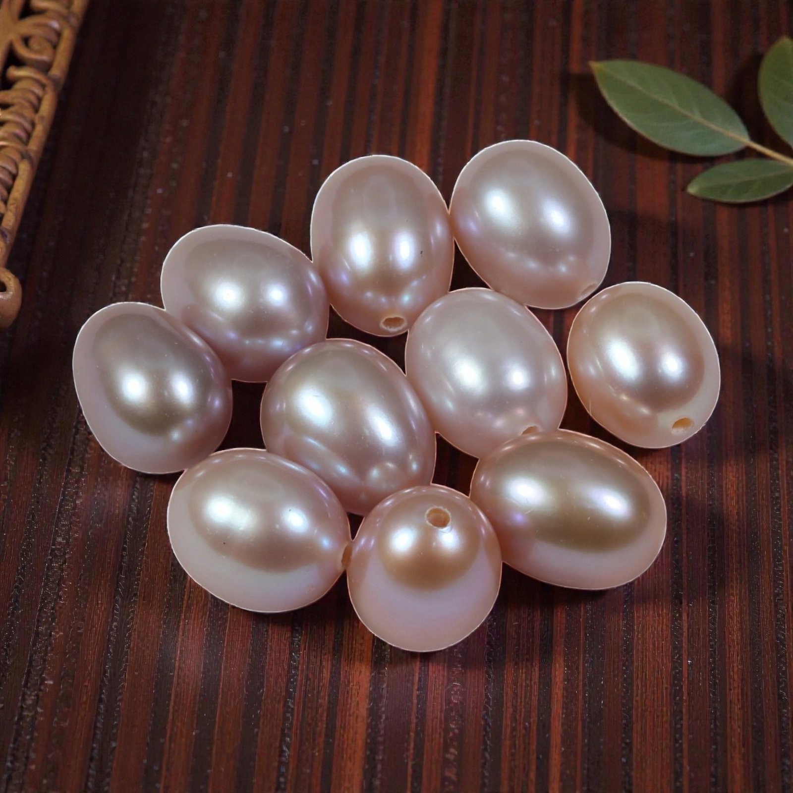 32.75ct Natural Purplish Pink Teardrop Freshwater Pearl - Drilled, 49YG: Natural freshwater pearls, individually drilled for jewelry crafting. Displays soft purplish pink undertones with smooth, glossy nacre and delicate subtle iridescent sheen. Uniform teardrop silhouette