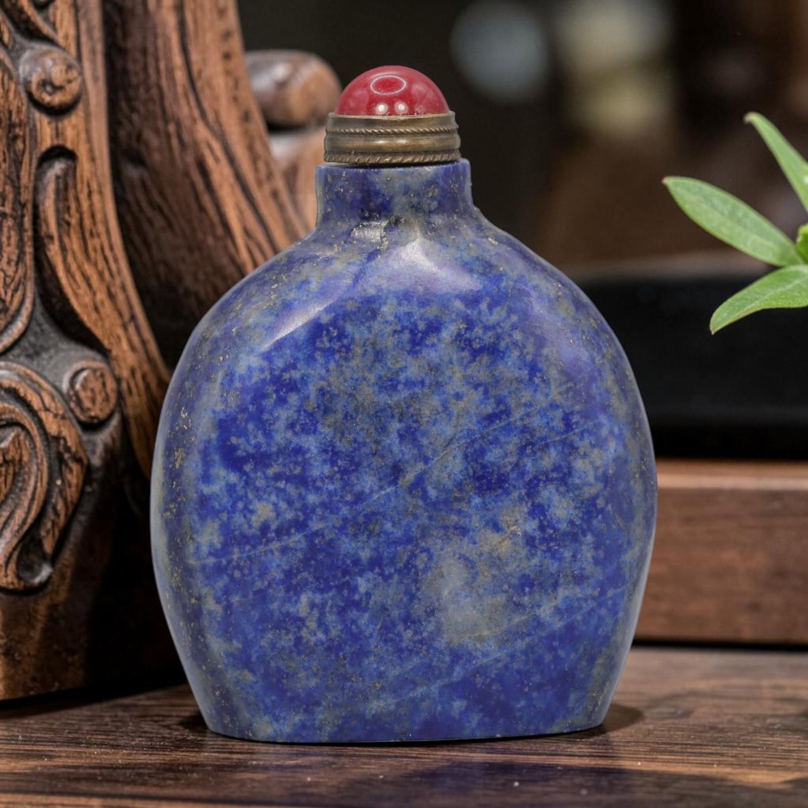 Vintage Chinese Lapis Lazuli Snuff Bottle - Full Rounded Form, 48YF (1 of 2)