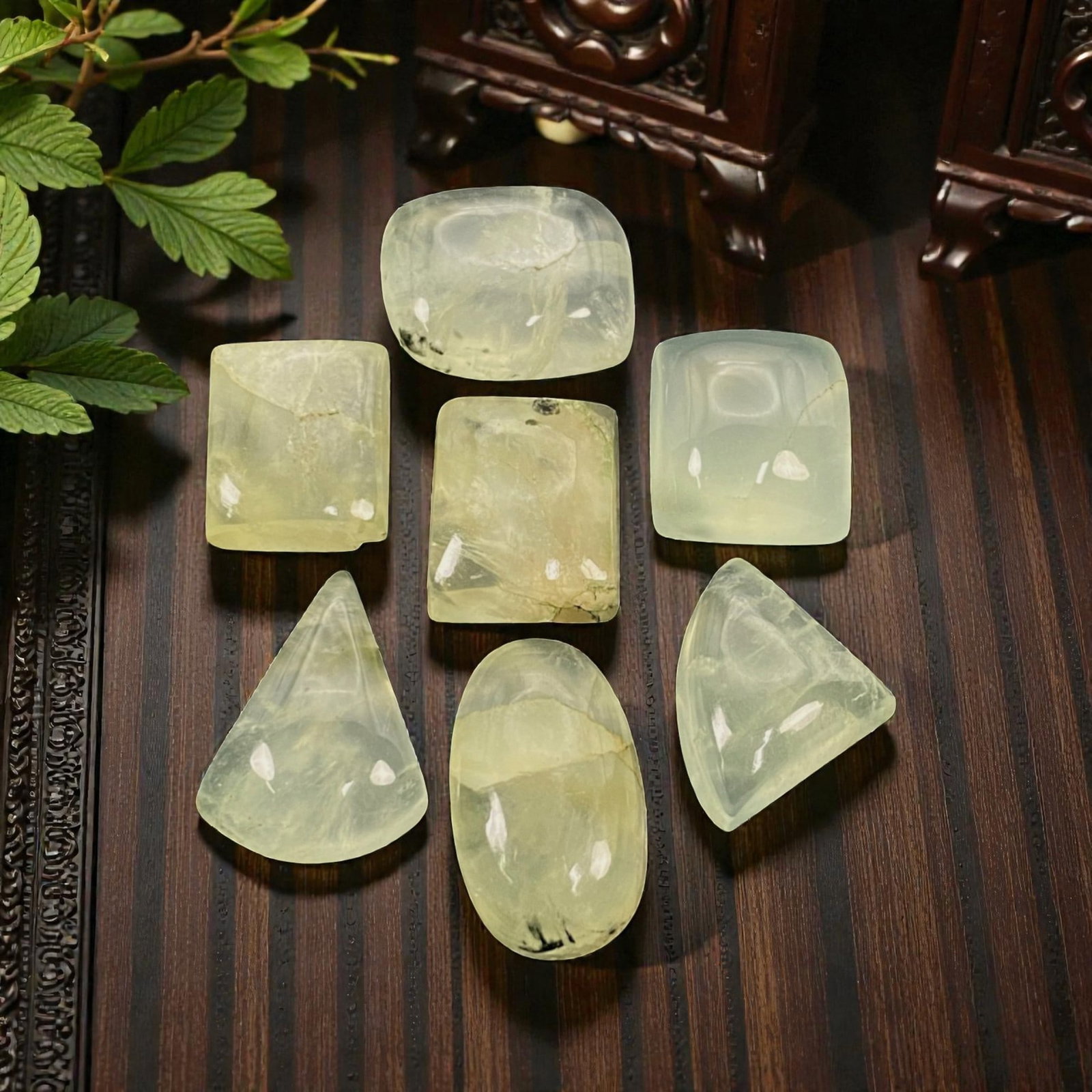 165.24 Carats Pale Green Prehnite Cabochon Parcel - Natural Malagasy Stones - 1.6-2.3cm, 65ZJ (1 of 1)