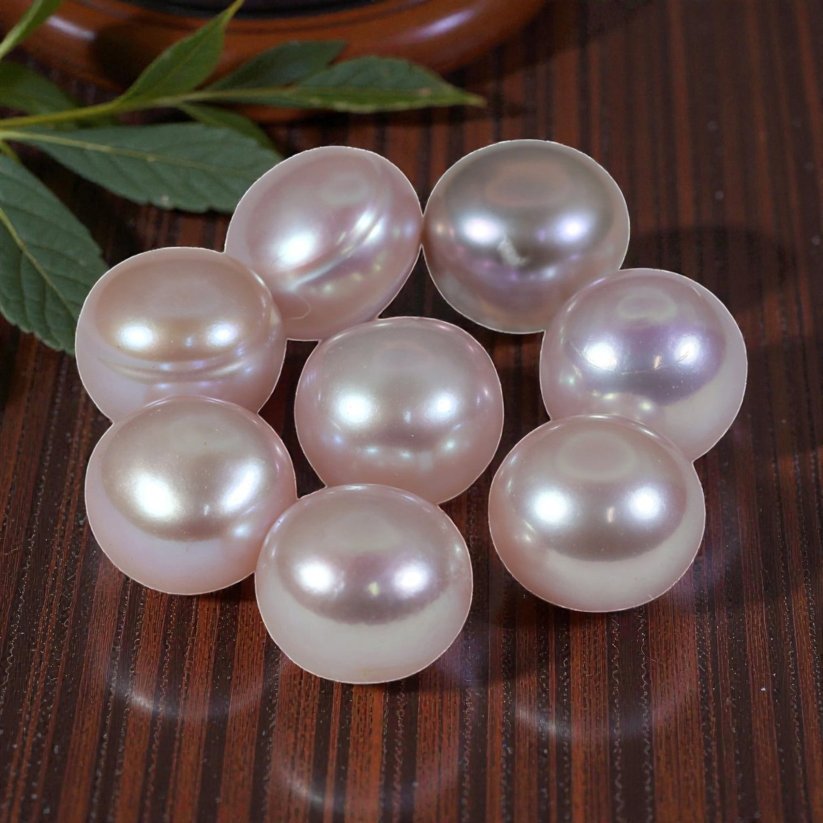 20.26ct Natural Fresh Water Pearl Drilled, 33YH: This is a drilled, natural freshwater pearl, showcasing a soft, silvery-pink hue with a smooth, polished surface and a luminous, iridescent luster. The pearl features a near-round shape with consisten