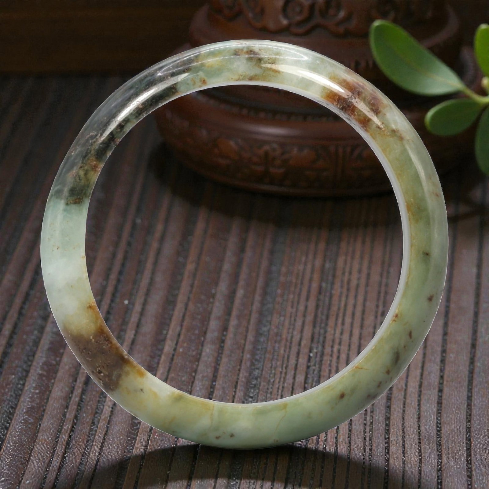Natural Burmese Type A Jadeite Jade Bangle Bracelet, 20th Century, 3ZL (1 of 2)