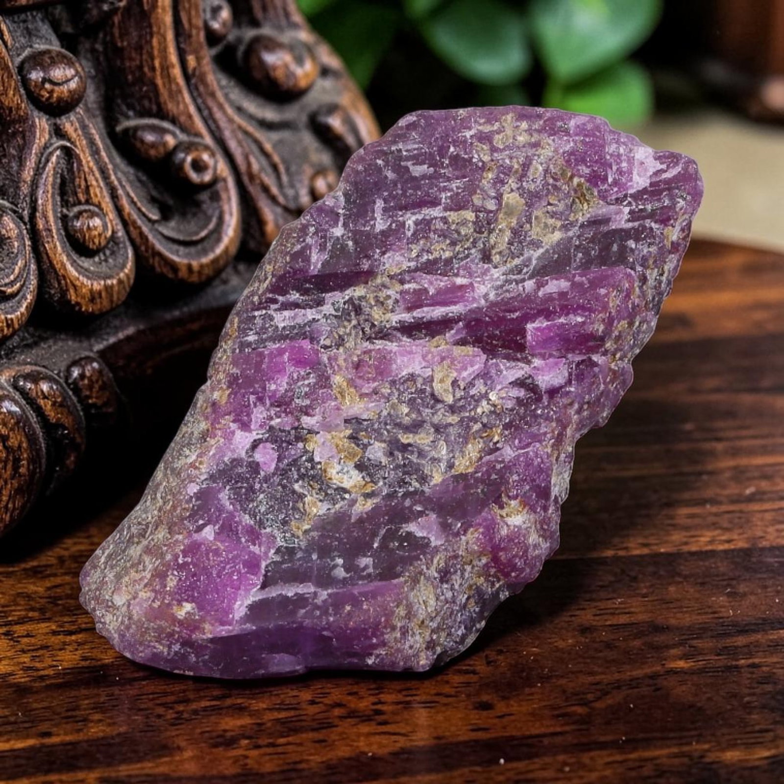 32.5ct Natural Mauritania Ruby Rough (Unheated), 58AT: Natural unheated ruby rough recovered from Mauritanian mineral deposits, exhibiting distinct tabular crystalline cleavage planes characteristic of corundum raw material. The specimen displays saturate