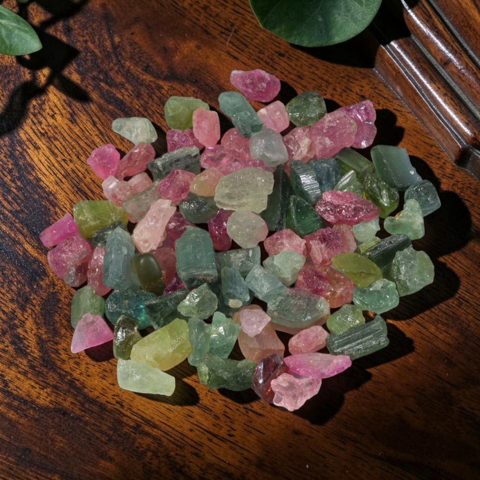 68.40 Carats Natural Multicolor Tourmaline Rough Parcel, 88YH: This varied parcel of natural multicolor tourmaline rough presents an eclectic spectrum of vivid pink, green, pastel yellow and blended bi-color crystalline tones inherent to unprocessed tourmaline de