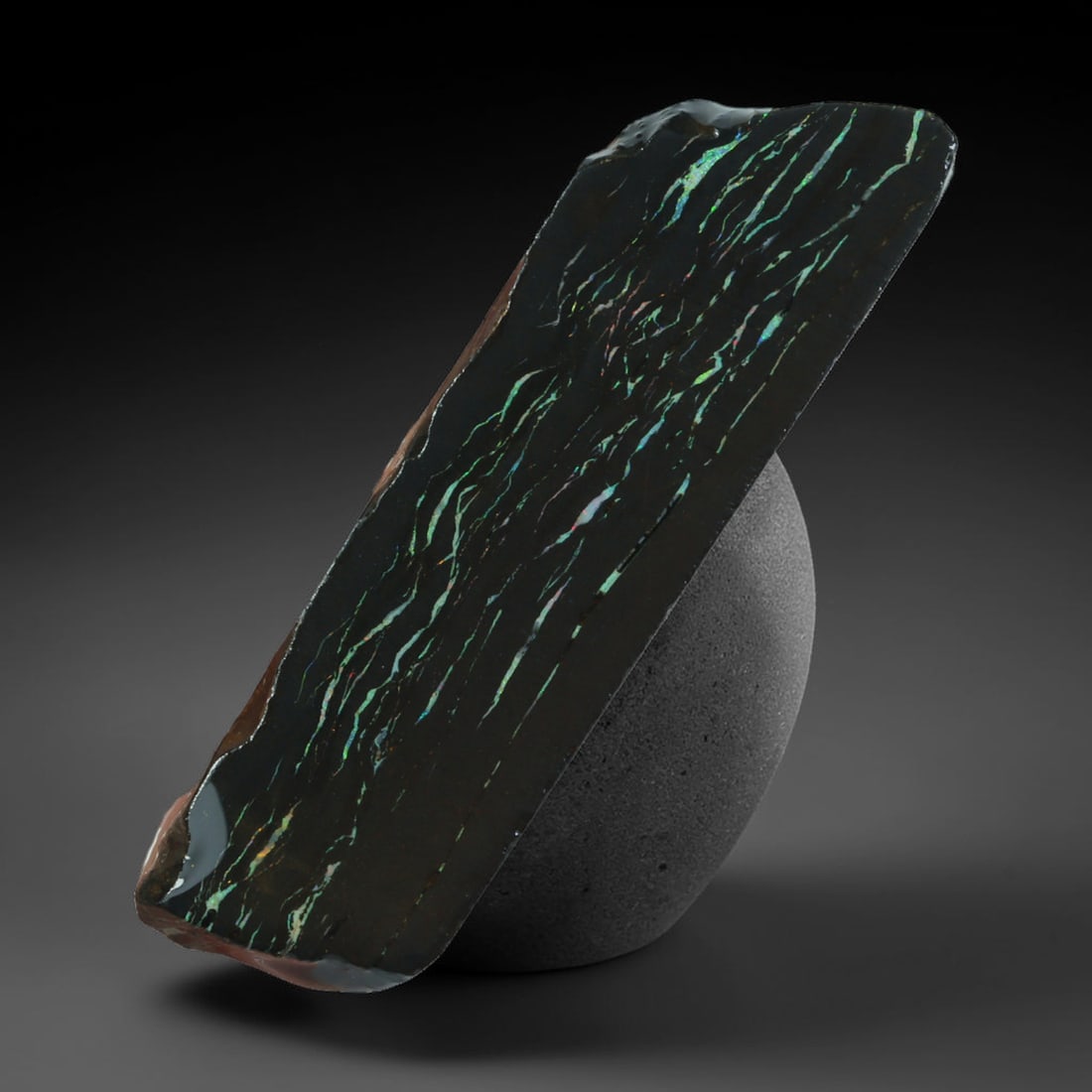 20.06ct Natural Australian Queensland Boulder Opal Sliced Slab Cutting Rough, 90AV: Natural sliced slab rough of Queensland boulder opal cutting grade, featuring rich color ironstone matrix with patterns. The face clearly reveals extensive opal veining and pocket formations running t