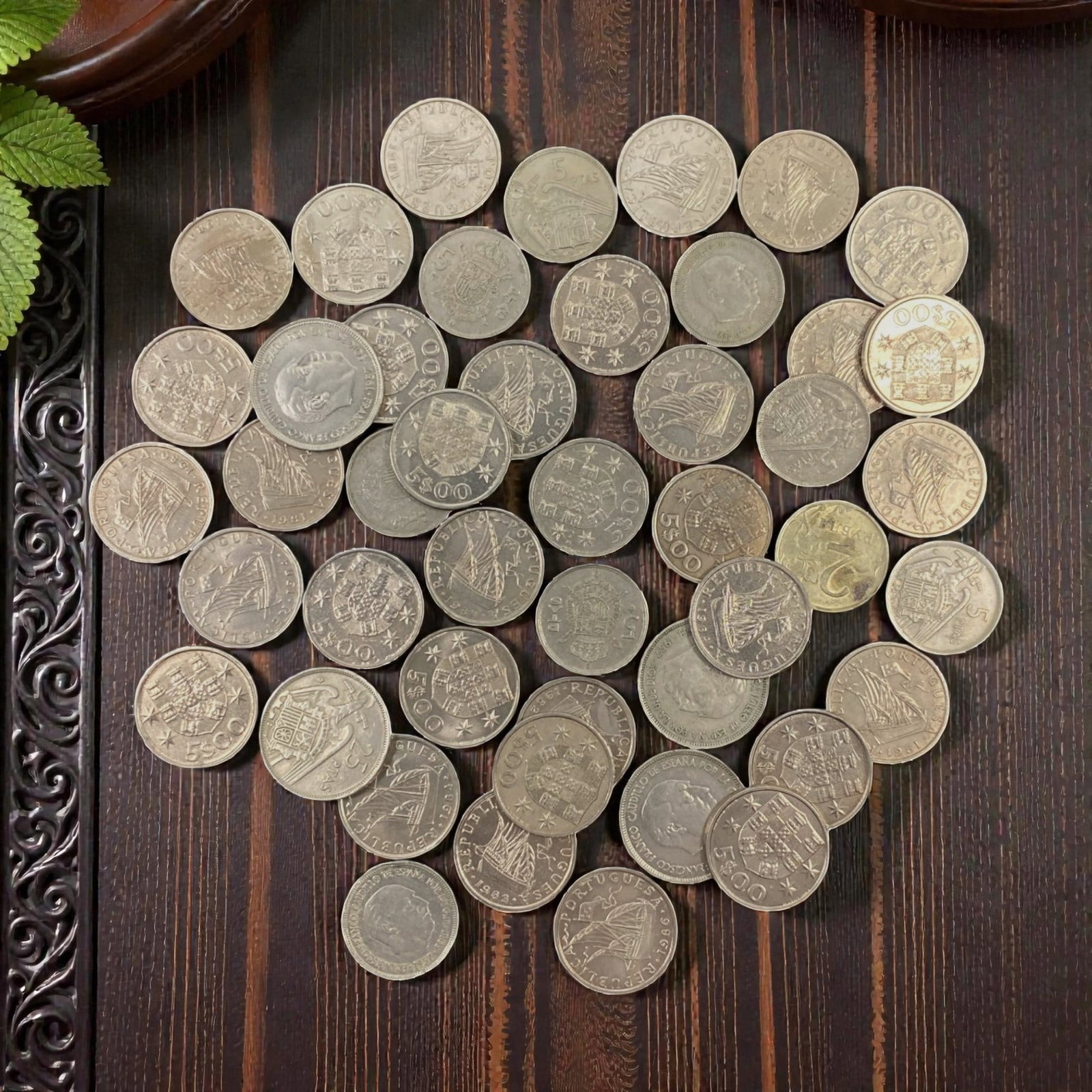 PORTUGAL: Maritime Legacy - Silver Escudo Bulk Coin Lot, Mid-20th Century, 5V: This curated bulk lot of Portuguese silver escudo coins offers a tangible journey through Portugal's republican era, anchored by two iconic numismatic motifs. The majority feature the caravela, the 15