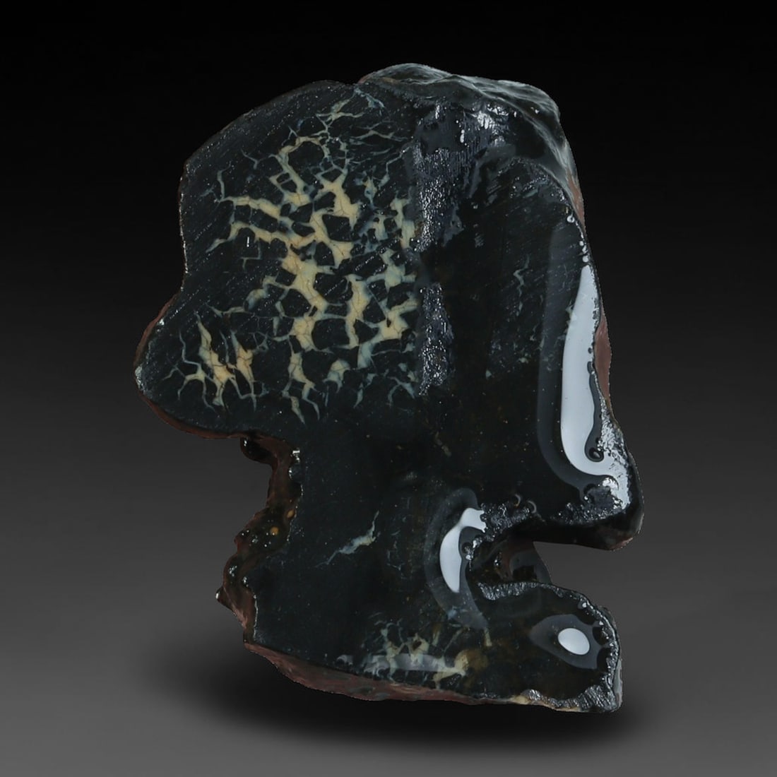 15ct Natural Australian Queensland Boulder Opal Sliced Slab Cutting Rough, 4AY: Natural sliced slab rough of Queensland boulder opal cutting grade, featuring rich color ironstone matrix with patterns. The face clearly reveals extensive opal veining and pocket formations running t