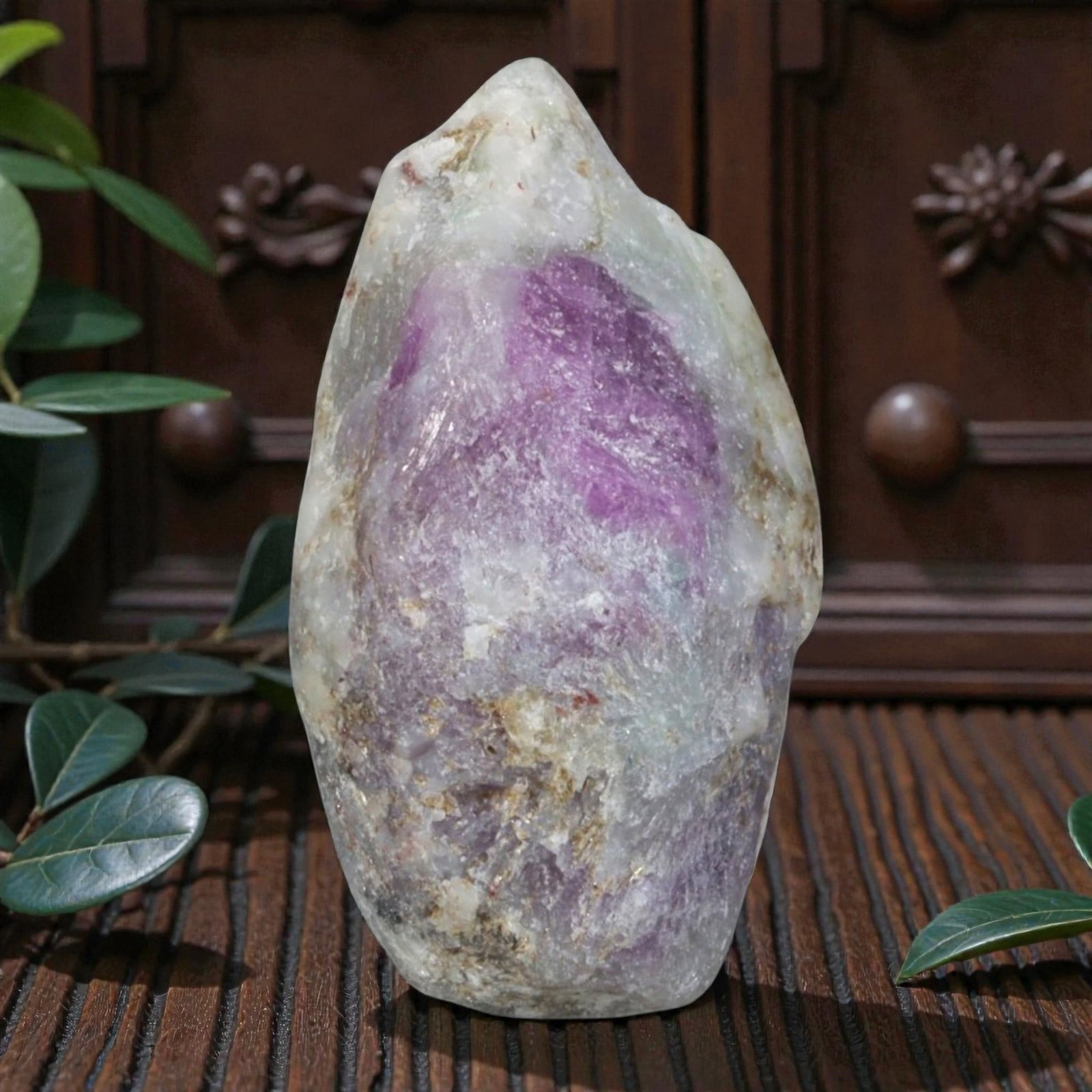 26.90ct Natural Mauritania Ruby Rough (Unheated), 77AM: This unheated Mauritania ruby rough is a striking natural crystal specimen, featuring a rich, saturated magenta hue with subtle purple undertones that deepen toward the core. The rough's rugged, natur