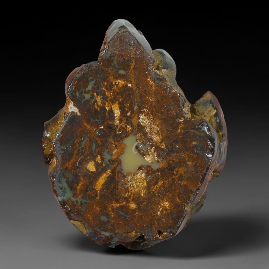 46.41ct Natural Australian Queensland Boulder Opal Sliced Slab Cutting Rough, 20AY: Natural sliced slab rough of Queensland boulder opal cutting grade, featuring rich color ironstone matrix with patterns. The face clearly reveals extensive opal veining and pocket formations running t