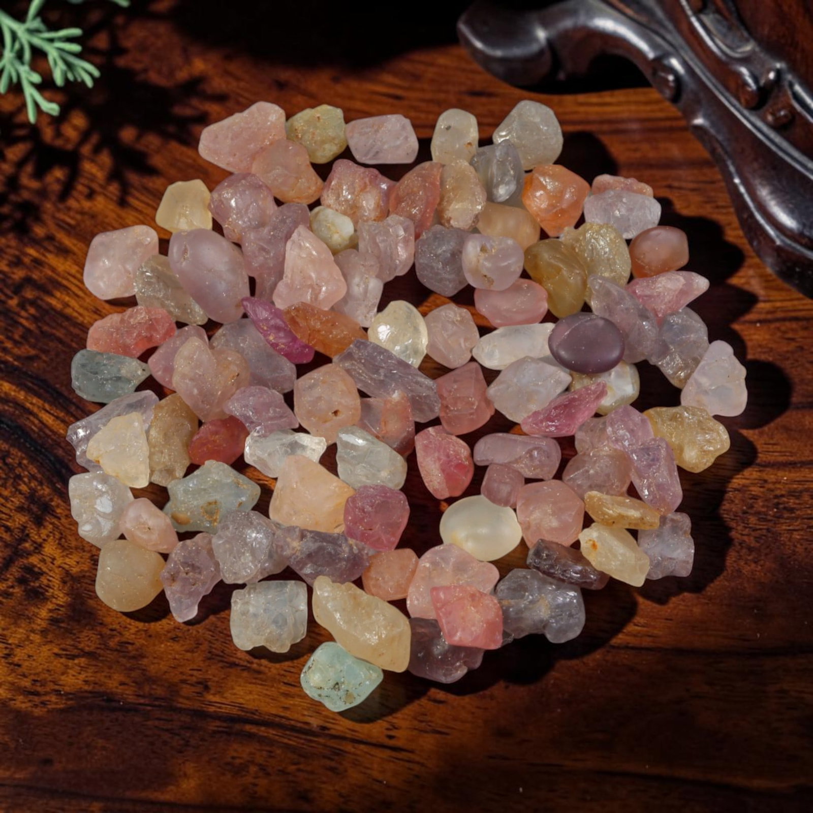 123.95 Carats Natural Multicolor Spinel Rough Parcel, 84YH: This assorted parcel of natural multicolor spinel rough showcases soft tones of blush pink, peach, pale yellow, lavender and translucent neutral crystalline hues characteristic of raw spinel deposits.