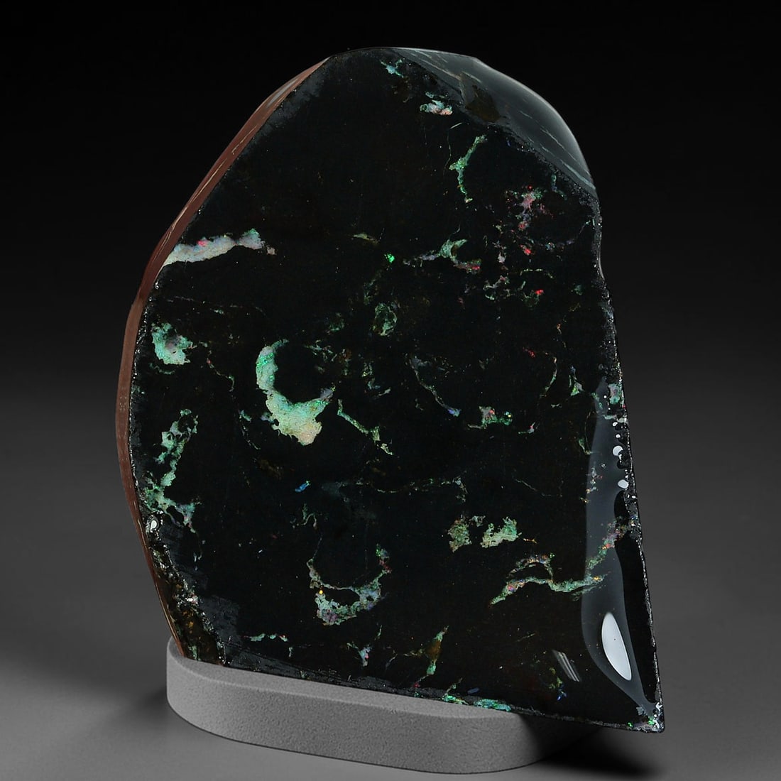 45.51ct Natural Australian Queensland Boulder Opal Sliced Slab Cutting Rough, 83YP: Natural sliced slab rough of Queensland boulder opal cutting grade, featuring rich color ironstone matrix with patterns. The face clearly reveals extensive opal veining and pocket formations running t