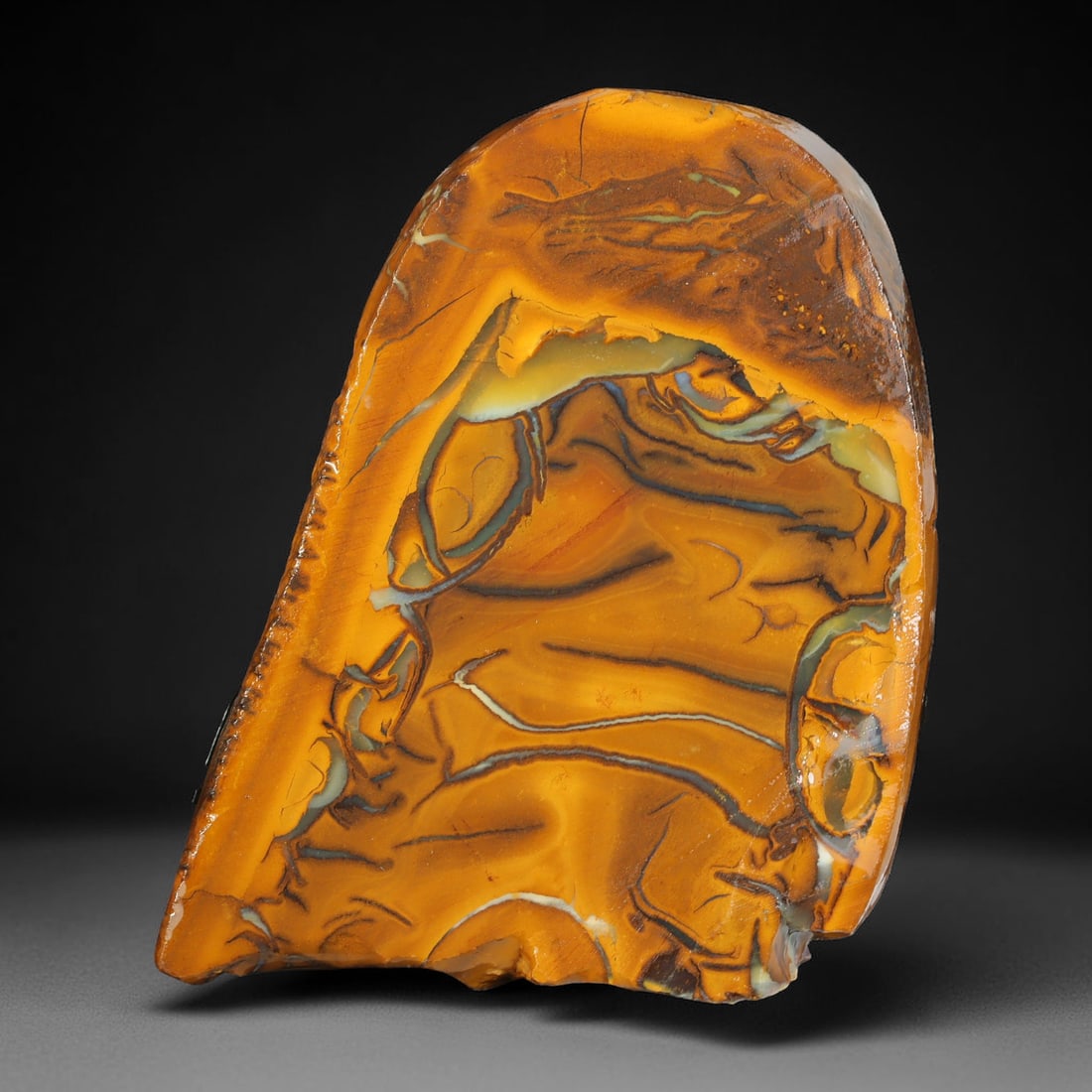 56.84ct Natural Australian Queensland Boulder Opal Sliced Slab Cutting Rough, 8YL: Natural sliced slab rough of Queensland boulder opal cutting grade, featuring rich color ironstone matrix with patterns. The face clearly reveals extensive opal veining and pocket formations running t