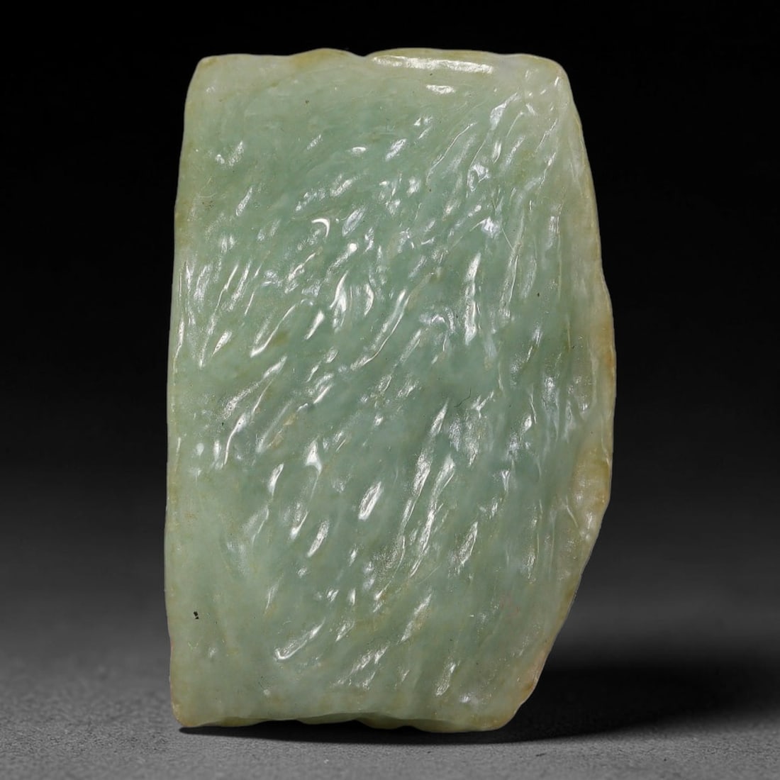 156ct Natural Type A Burmese Jadeite Jade Polished Sliced Rough, 22YN: This specimen is a sliced rough block of natural Type A Burmese jadeite jade. The interior displays natural colour zoning with visible mineral veining and crystalline patterns typical of unprocessed j