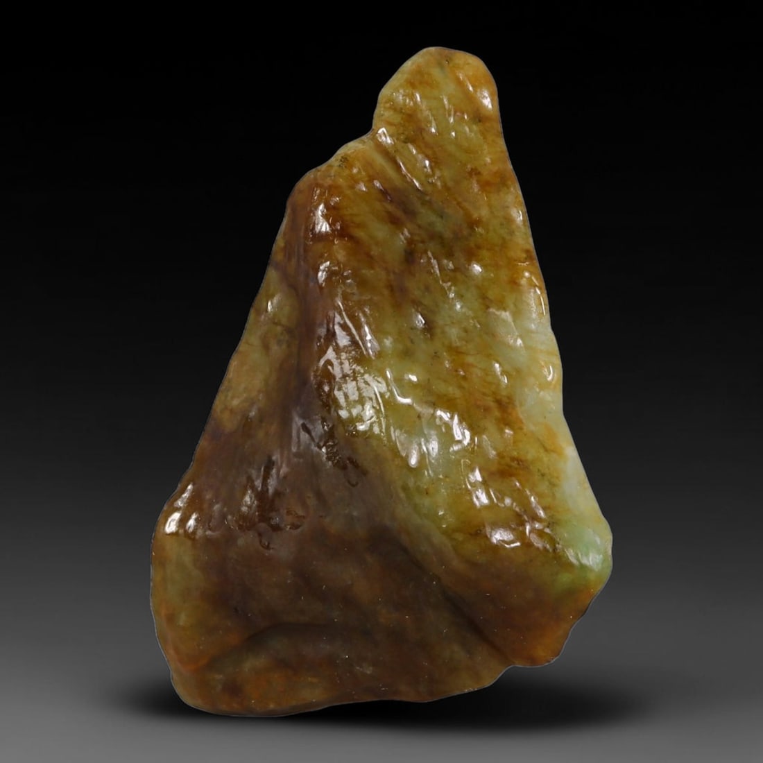 130ct Natural Type A Burmese Jadeite Jade Polished Sliced Rough, 78AZ: This specimen is a sliced rough block of natural Type A Burmese jadeite jade. The interior displays natural colour zoning with visible mineral veining and crystalline patterns typical of unprocessed j