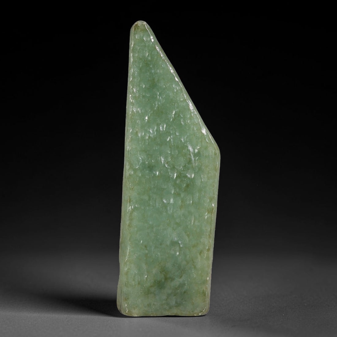 148ct Natural Type A Burmese Jadeite Jade Polished Sliced Rough, 42YN: This specimen is a sliced rough block of natural Type A Burmese jadeite jade. The interior displays natural colour zoning with visible mineral veining and crystalline patterns typical of unprocessed j