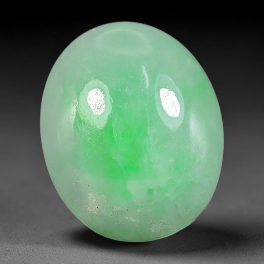 4.00ct Natural Burmese Type A Apple Green Jadeite Jade Cabochon, 79FA: This single loose natural Burmese Type A apple green jadeite jade cabochon, completely untreated, free of artificial dye, bleaching, or resin filling, preserving the original natural mineral crystal s