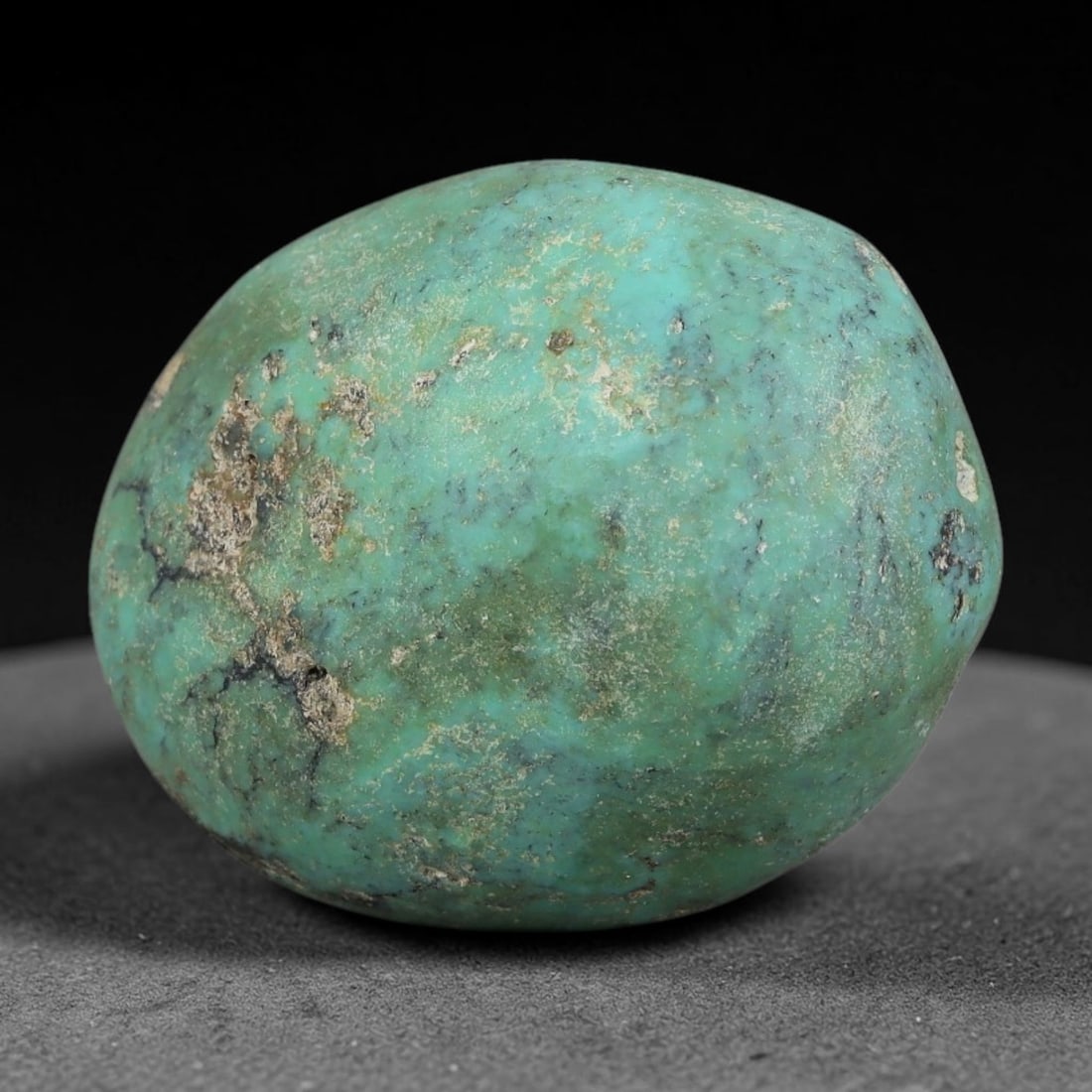 36.90ct Antique Tibetan Natural Turquoise Bead, 21XZ: This single antique grade natural turquoise bead measures 25.1x20.6x13.5mm. It is fully natural turquoise without artificial dyeing or enhancement, retaining its original raw mineral matrix, natural d
