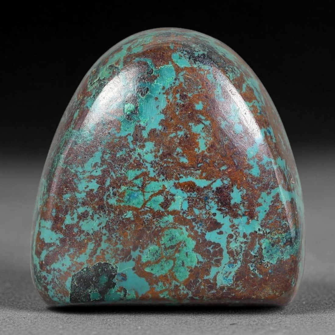 38.66 Carats Natural Azurite Matrix Freeform Cabochon Gemstone, 31XZ: Presenting this uniquely contoured polished freeform cabochon featuring natural azurite & malachite mineral patterning set within a rich iron-stained host matrix. This custom domed cab measures 23.0x2