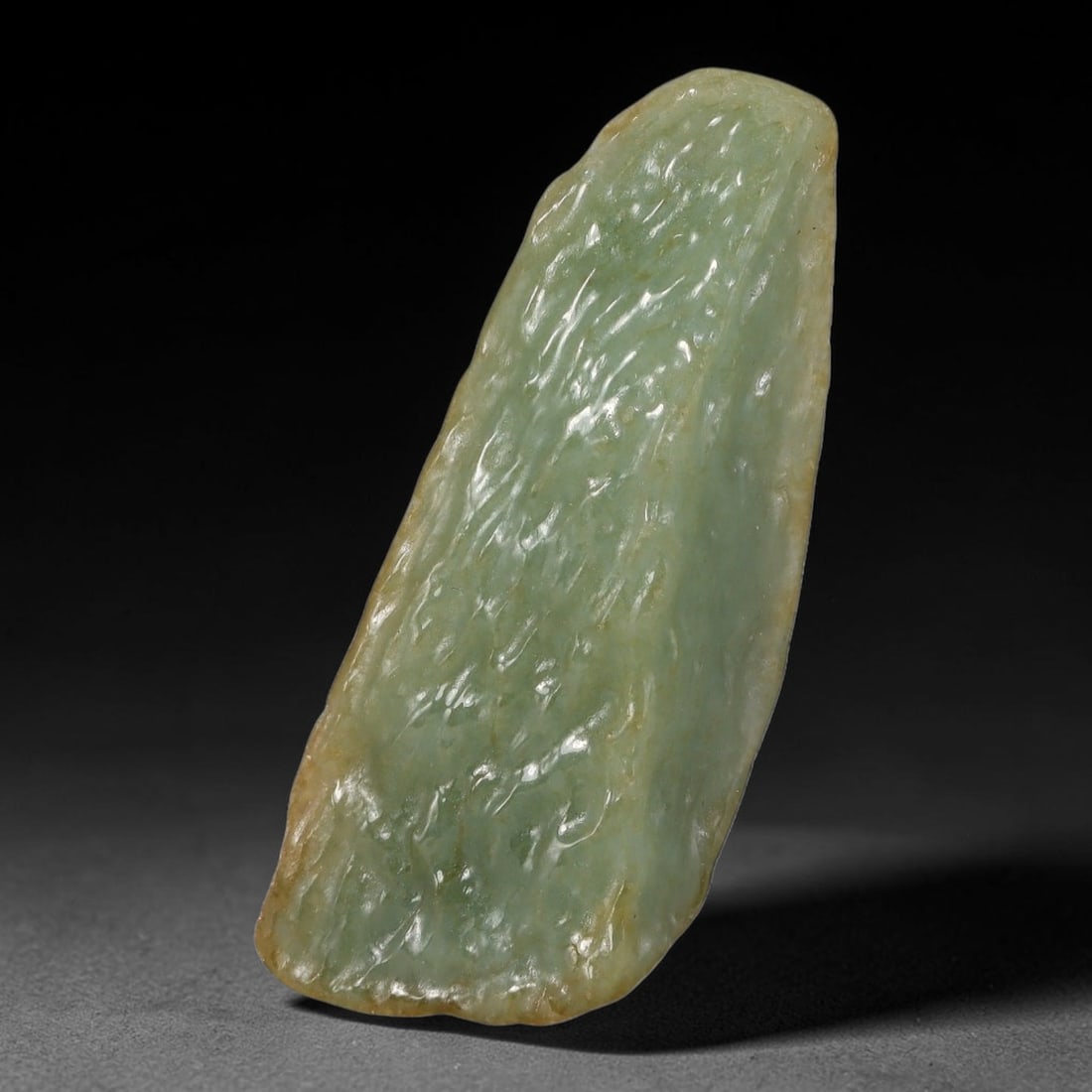 89ct Natural Type A Burmese Jadeite Jade Polished Sliced Rough, 32YN: This specimen is a sliced rough block of natural Type A Burmese jadeite jade. The interior displays natural colour zoning with visible mineral veining and crystalline patterns typical of unprocessed j