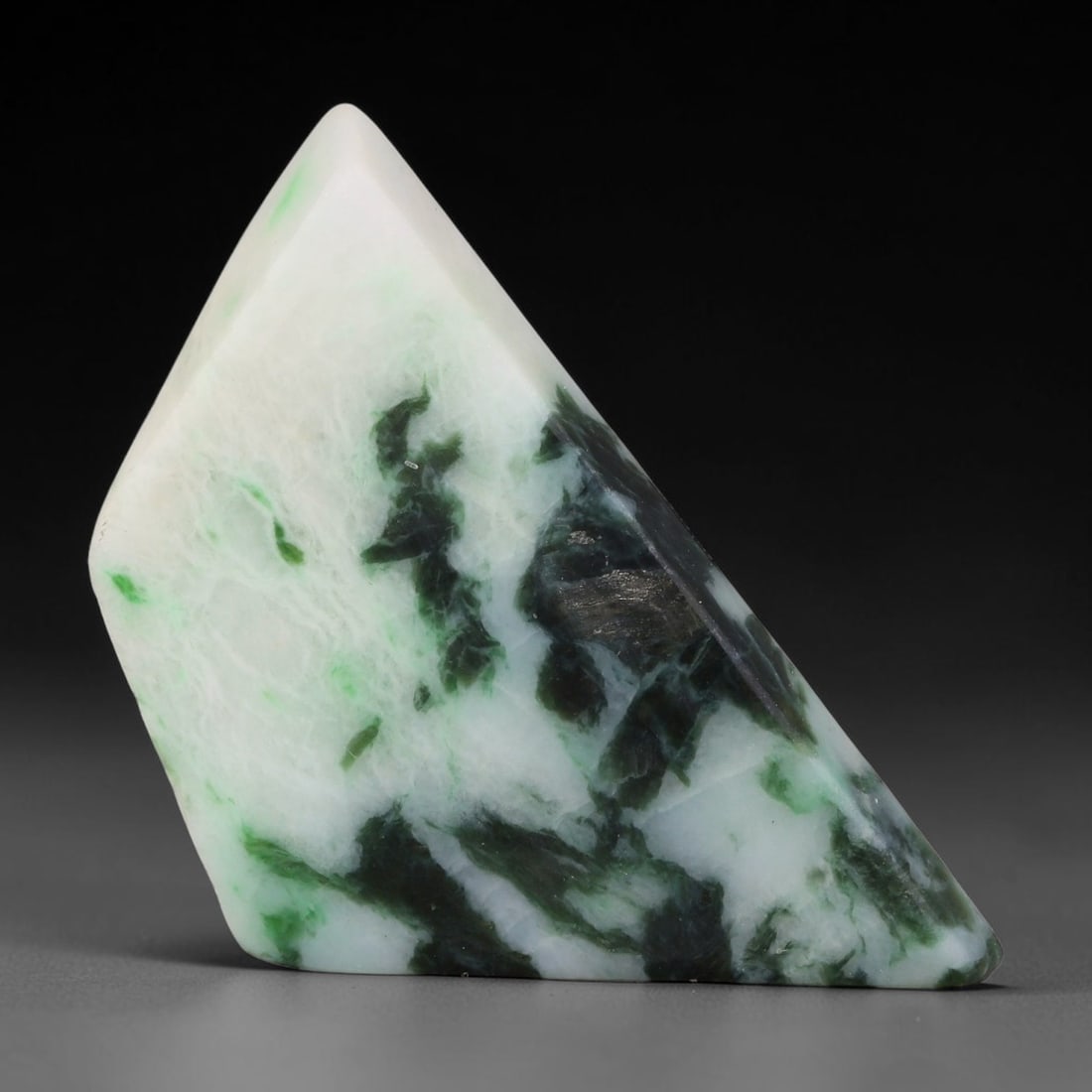 272ct Natural Type A Burmese Jadeite Jade Sliced Rough, 71YK: This specimen is a sliced rough block of natural Type A Burmese jadeite jade. The interior displays natural colour zoning with visible mineral veining and crystalline patterns typical of unprocessed j