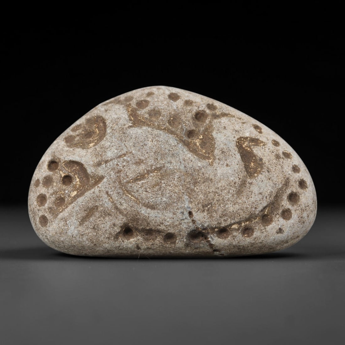 Ancient Medieval Christian Hand Carved Stone Devotional Plaque, 78WT: Compact antique sacred tablet hand-hewn from natural sedimentary stone, originating from Medieval Christian devotional craft traditions across the broader Mediterranean and Near Eastern spheres. Minia