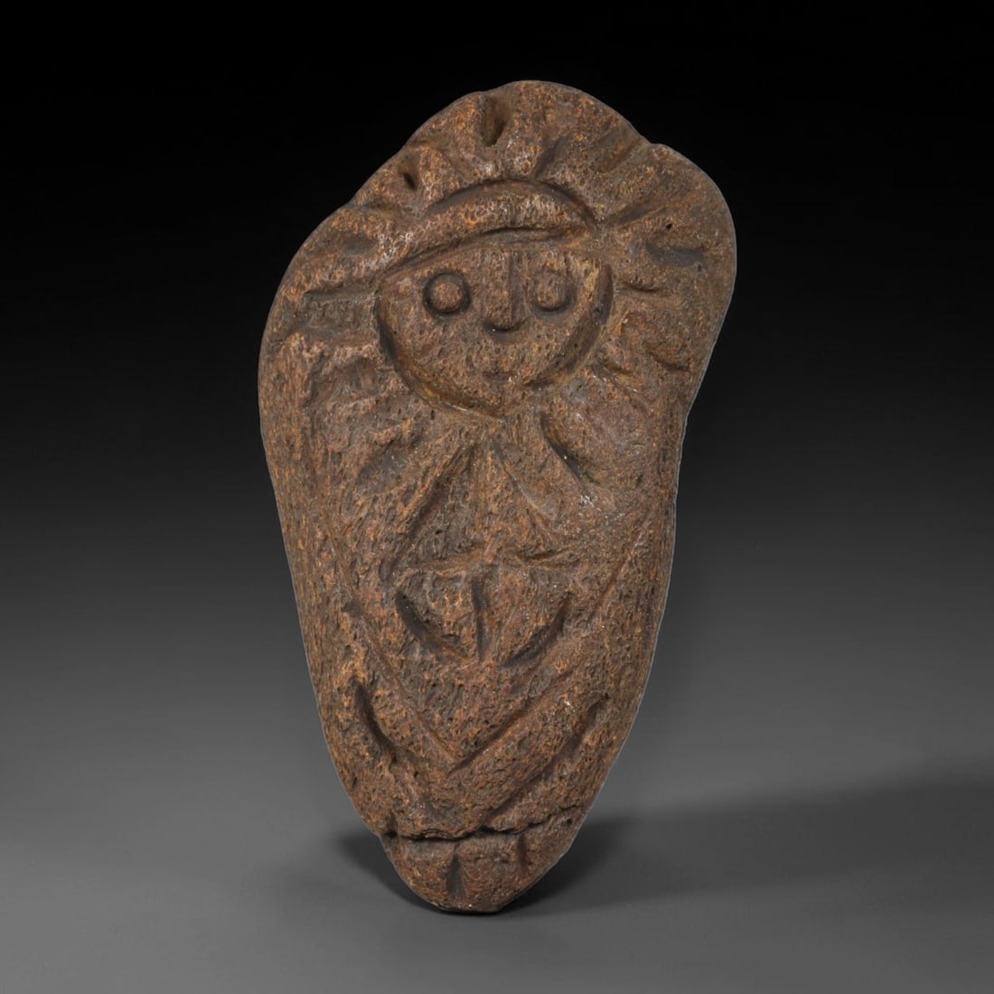 Ancient Medieval Near Eastern Tribal Hand Carved Fossil Bone Effigy Amulet, 86WT (1 of 1)