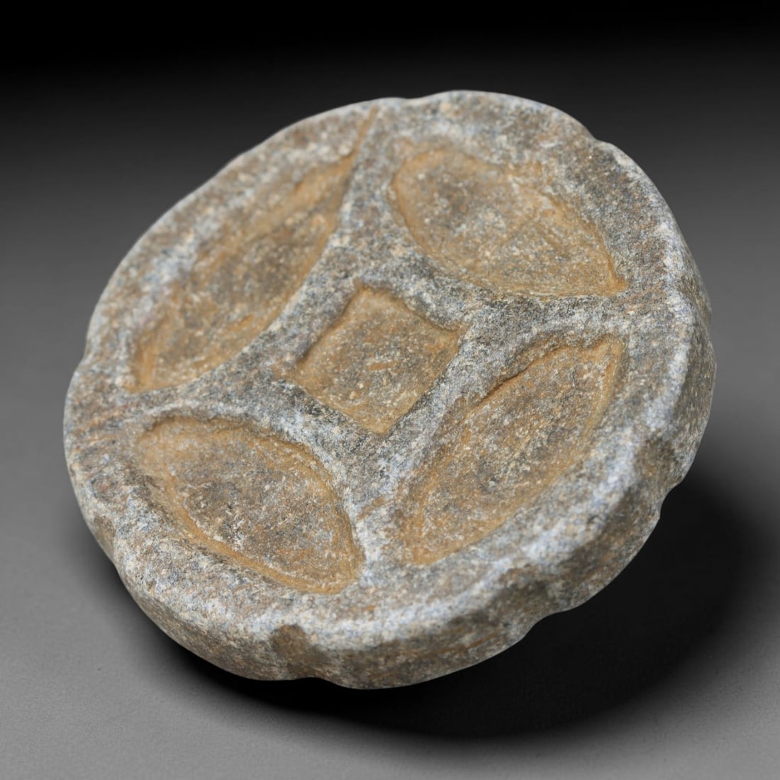 Ancient Near Eastern Hand Carved Schist Protective Amulet, 49WT: Compact antique wearable sacred talisman hand hewn from natural speckled schist metamorphic stone, originating from the broad cultural sphere of the Ancient Near East. Schist was a staple carving mine