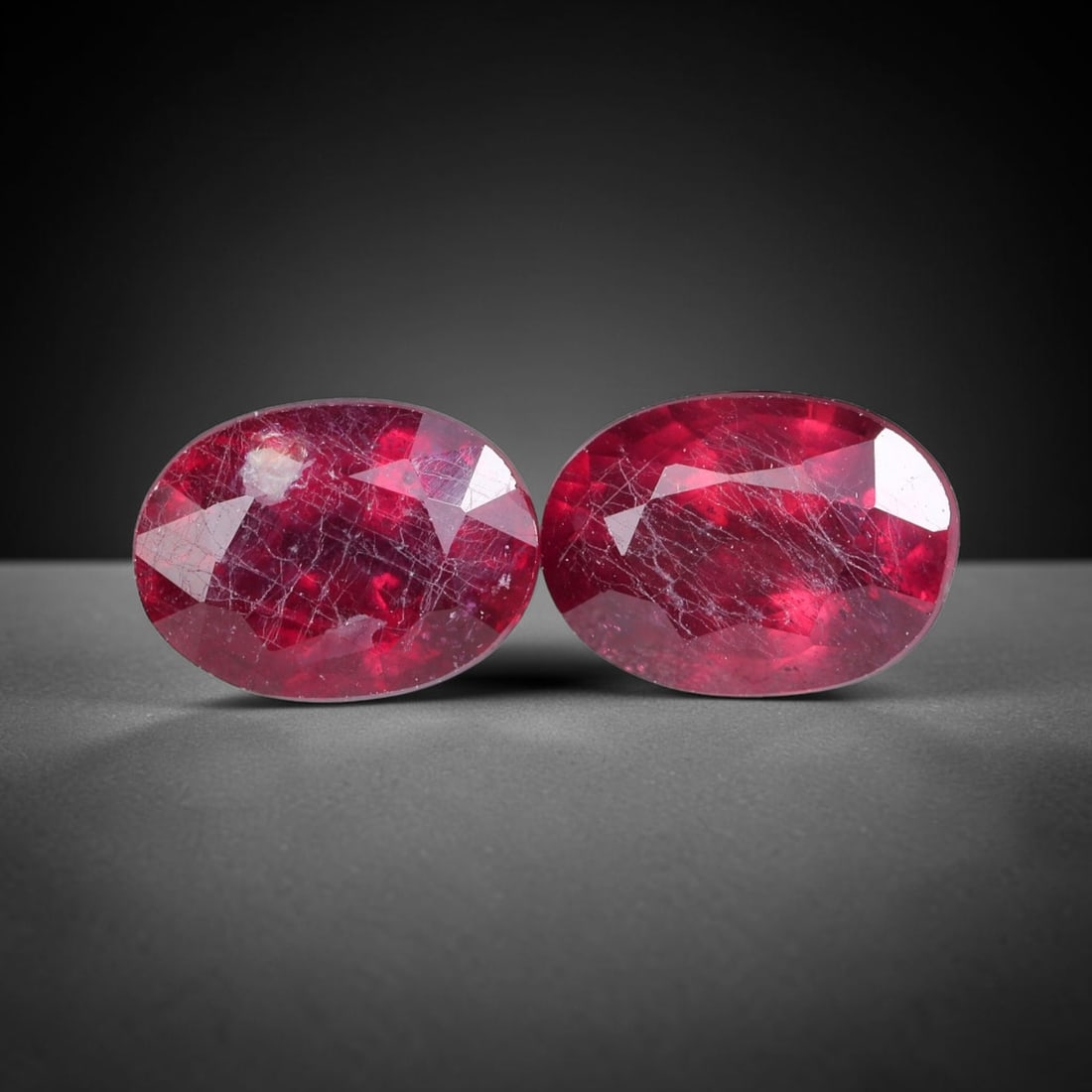 2.44 Carats Rich Red Ruby Oval Pair - Natural Mozambican Stones, 88XB (1 of 1)