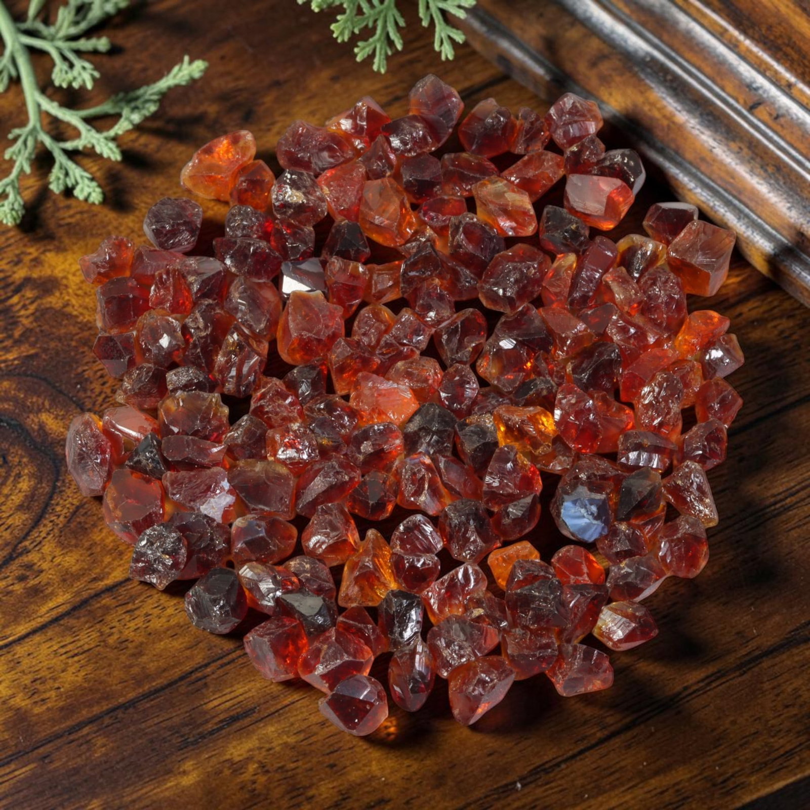 132.83 Carats Natural Garnet Rough Parcel, 96YH: This rich parcel of natural garnet rough displays deep saturated reddish-brown and fiery orange-red tones characteristic of almandine garnet, with natural translucent to semi-transparent crystalline s