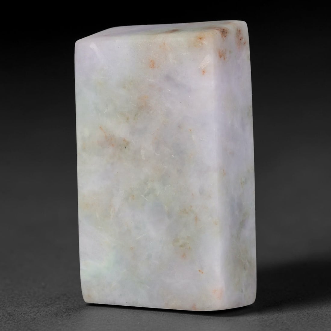345ct Natural Type A Burmese Jadeite Jade Sliced Rough, 46YK: This specimen is a sliced rough block of natural Type A Burmese jadeite jade. The interior displays natural colour zoning with visible mineral veining and crystalline patterns typical of unprocessed j