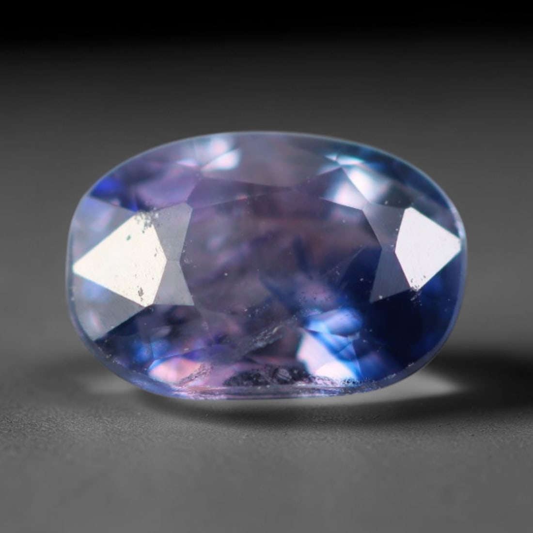 0.48 Carats Natural Bi-Tone Lavender Blue Sapphire Loose Faceted Gemstone, 23XM: Natural dual-toned lavender and medium blue corundum sapphire precisely faceted loose gemstone, brilliant mixed facets maximize light reflection and showcase eye-catching natural blue-purple color zon