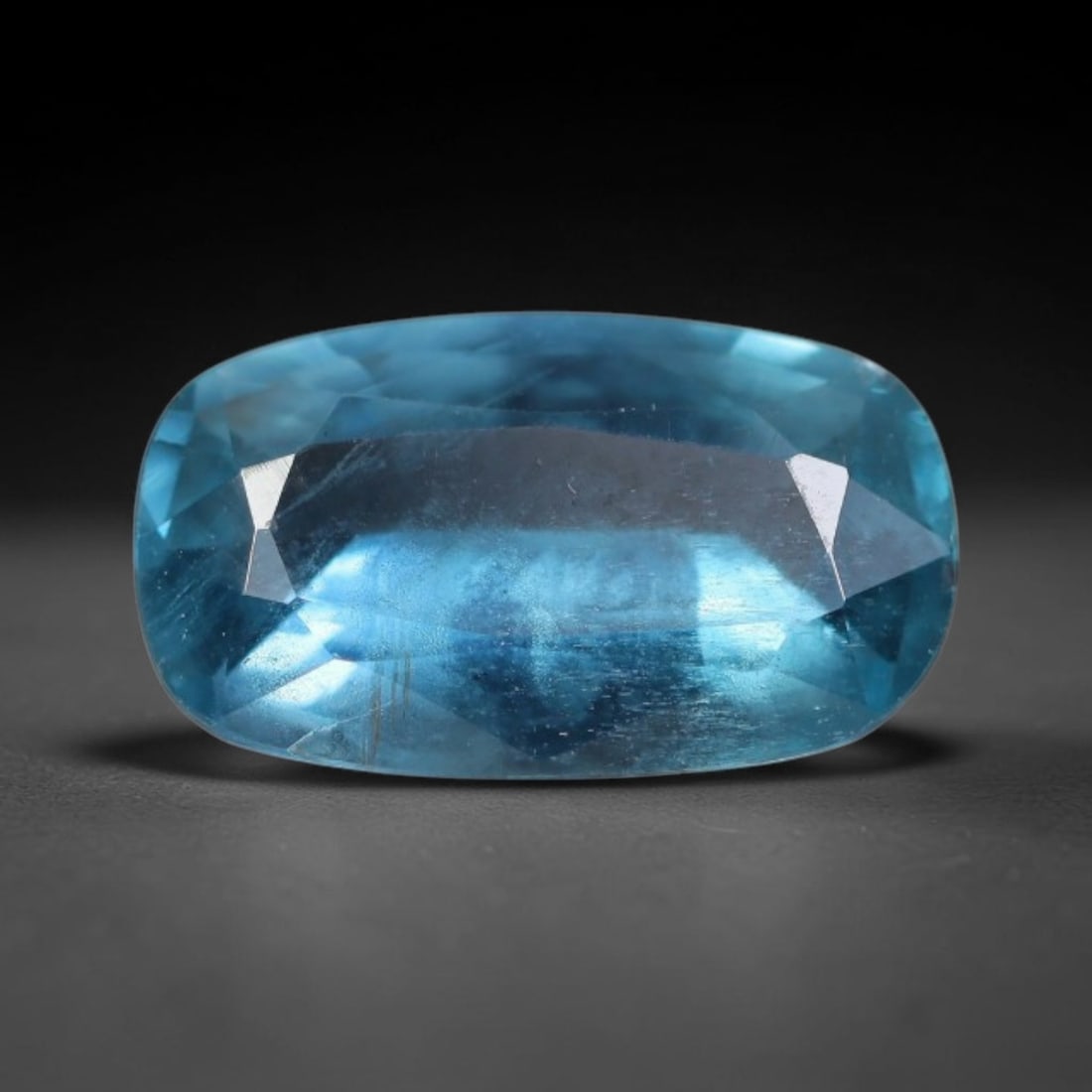 3.00 Carats Natural Bright Aquamarine Blue Kyanite Cushion Rectangular Loose Faceted Gemstone, 25WS: This sleek elongated cushion rectangular faceted kyanite features a tranquil vivid aqua blue tone glowing through sharply polished multi-step facets, with subtle fine natural internal mineral veils an