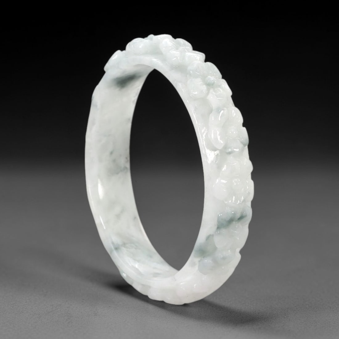 Natural Burmese Type A Carved Jadeite Jade Bangle Bracelet, 40ZL (1 of 2)