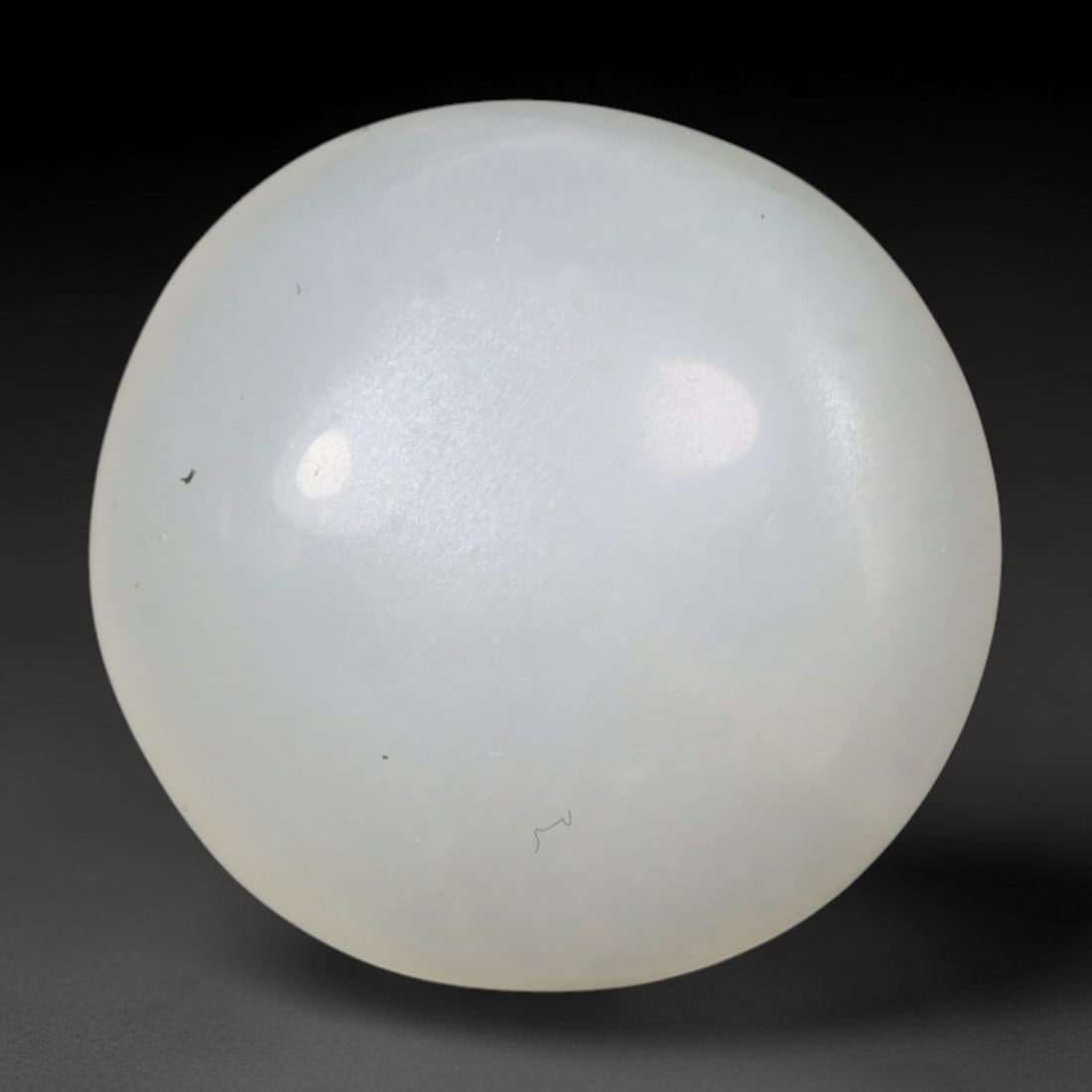 10.52 Carats Natural Ceylon Soft Milky White Moonstone Round Cabochon Loose Gemstone, 78WS: This soft milky white Ceylon moonstone round cabochon features a uniform translucent pale cream feldspar base with gentle diffused adularescent glow spread evenly across its smoothly polished domed fa