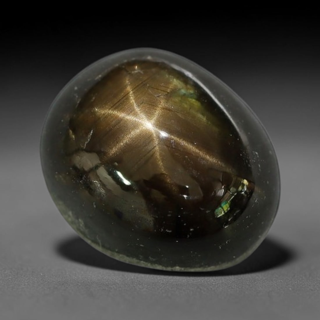 3.21ct Natural Siamese 6-Ray Black Star Sapphire Loose Gemstone, 17XY: This polished star sapphire originates from classic Siamese mining deposits, featuring a deep dark crystalline base with fine native mineral traces trapped within its structure, sized at calibrated 8.