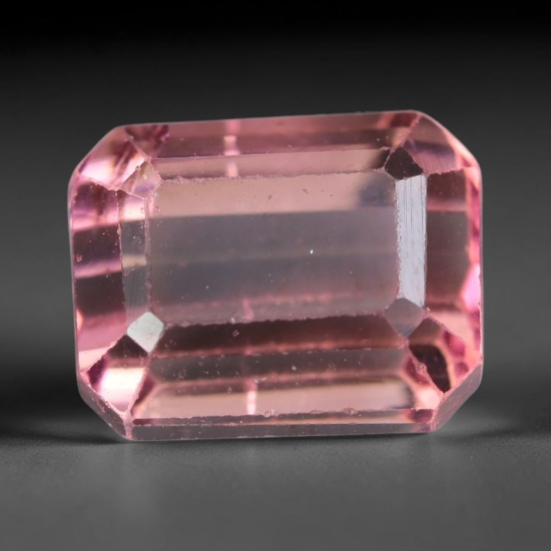 2.51 Carats Natural Soft Pink Tourmaline Emerald Faceted Loose Gemstone, 49WS: This neat emerald faceted tourmaline carries delicate soft blush pink tone glowing through crisp polished step facets, with tiny faint natural micro specks evenly distributed inside the transparent cr