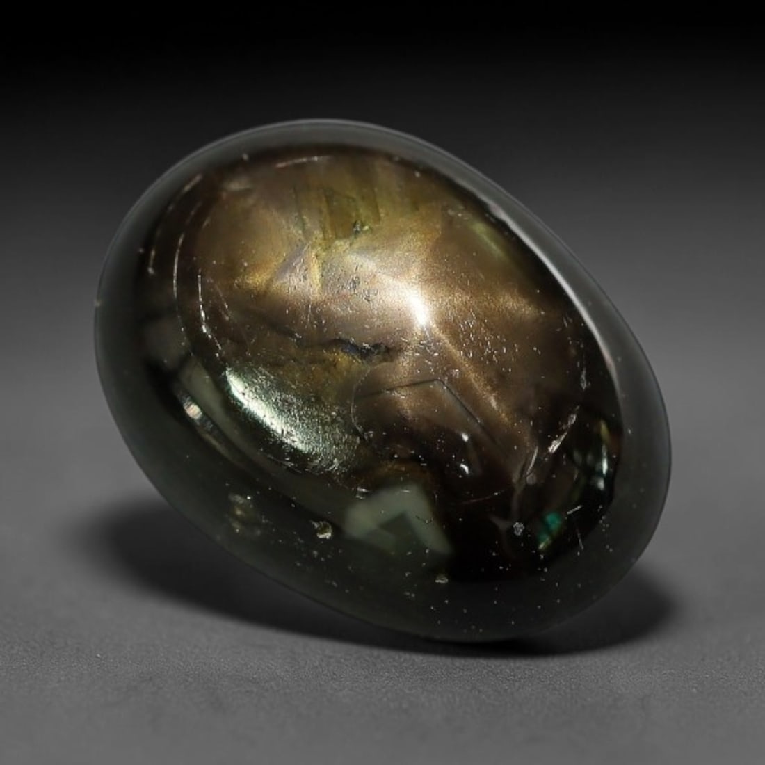 3.39ct Natural Siamese 6-Ray Black Star Sapphire Loose Gemstone, 14XY: This polished star sapphire originates from classic Siamese mining deposits, featuring a deep dark crystalline base with fine native mineral traces trapped within its structure, sized at calibrated 9.