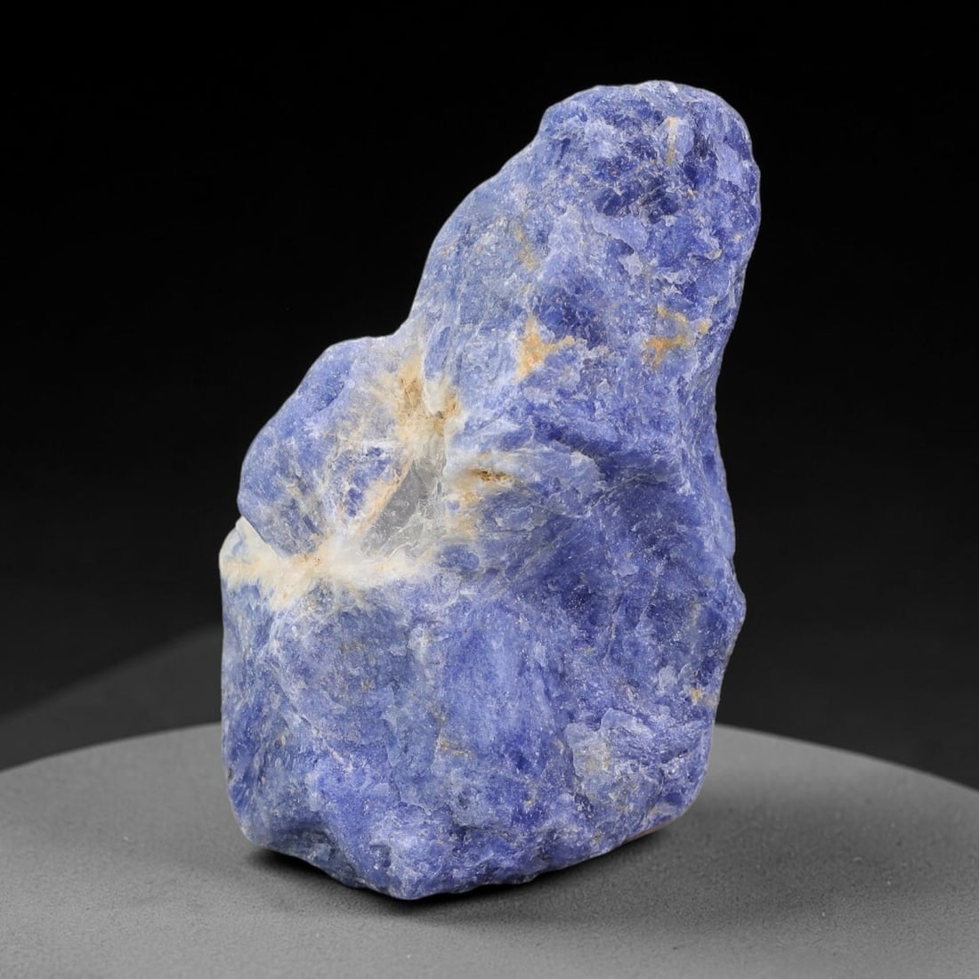 158.37 Carats Natural Royal Blue Sodalite Rough Stone, 88YR: This genuine natural sodalite rough exhibits soft blended royal blue mineral coloration mixed with pale crystalline matrix formed through natural igneous geological formation. Fine light mineral speck