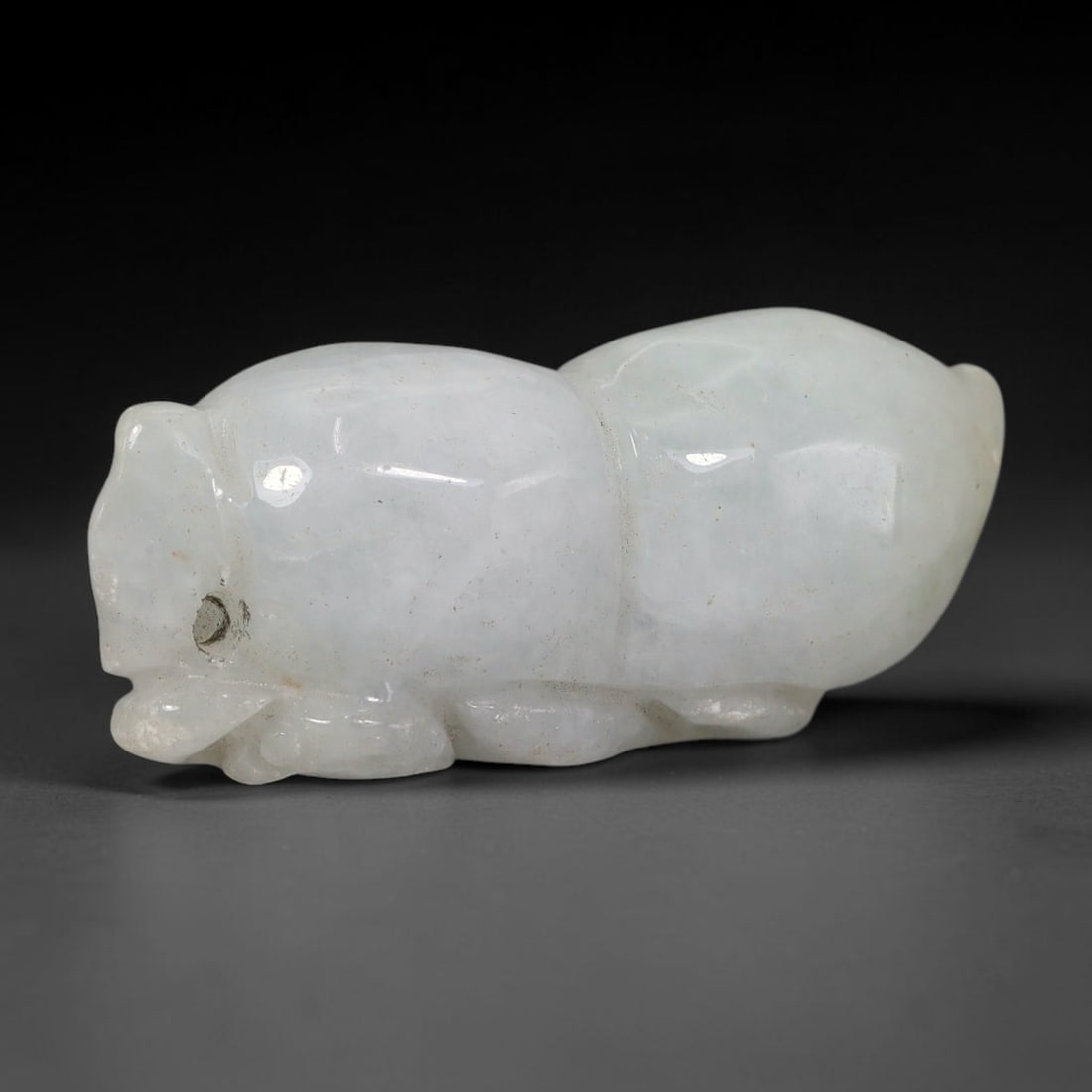 72.15ct Natural Burmese Type A Jadeite Jade Hand Carved Cicada Insect Pendant, 76XZ: Smoothly hand-carved solid cicada insect pendant crafted from genuine untreated Burmese Type A jadeite jade, rendered in soft pale milky icy white jade with faint subtle natural mineral mottling and t