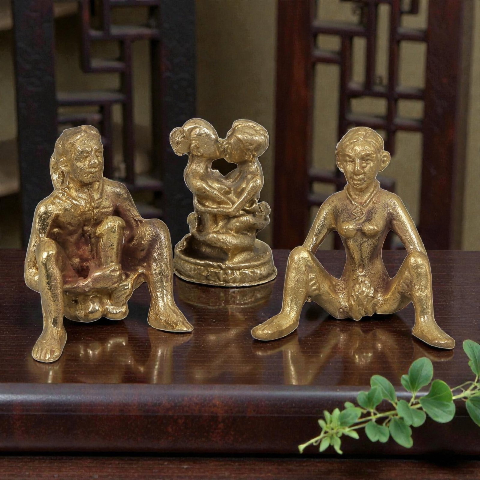 Thai Vintage Copper Alloy Erotic Devotional Figures - 3pcs Set, 77ZB (1 of 1)