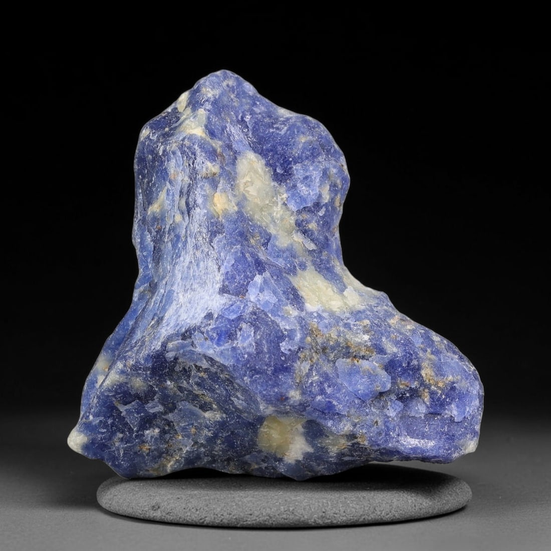 131.15 Carats Natural Royal Blue Sodalite Rough Stone, 84YR: This genuine natural sodalite rough exhibits soft blended royal blue mineral coloration mixed with pale crystalline matrix formed through natural igneous geological formation. Fine light mineral speck