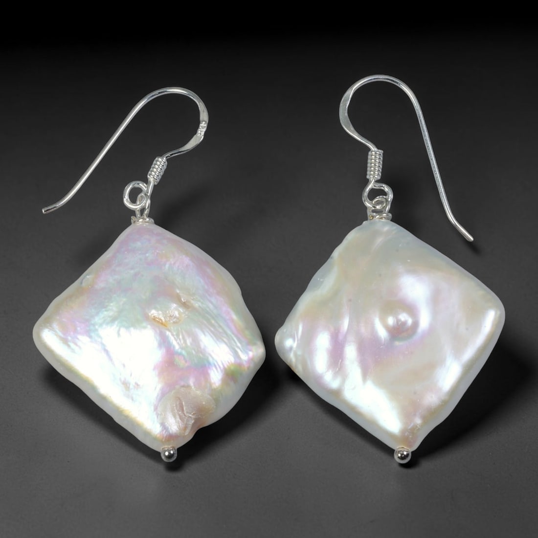 Natural Diamond-Shaped Keshi Baroque Pearl Drop Earrings, 36WE (1 of 1)
