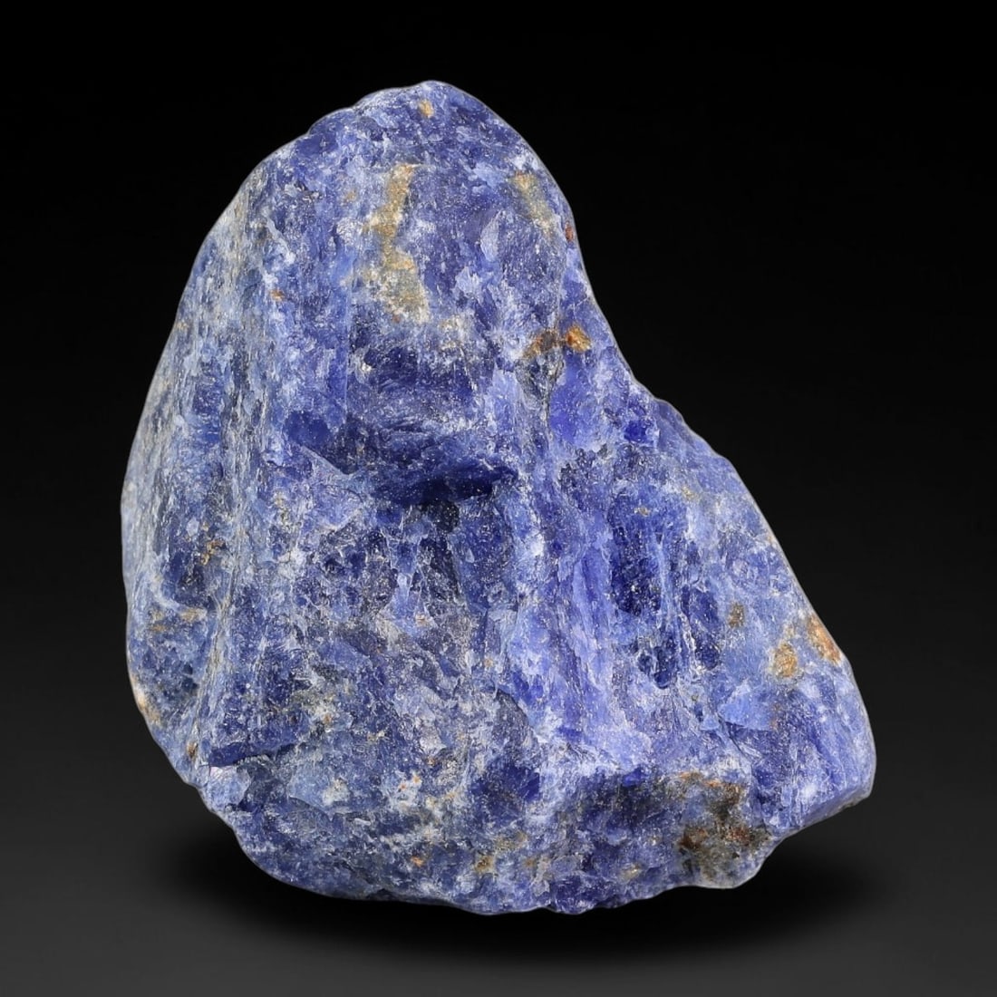 165.62 Carats Natural Royal Blue Sodalite Rough Stone, 87YR: This genuine natural sodalite rough exhibits soft blended royal blue mineral coloration mixed with pale crystalline matrix formed through natural igneous geological formation. Fine light mineral speck