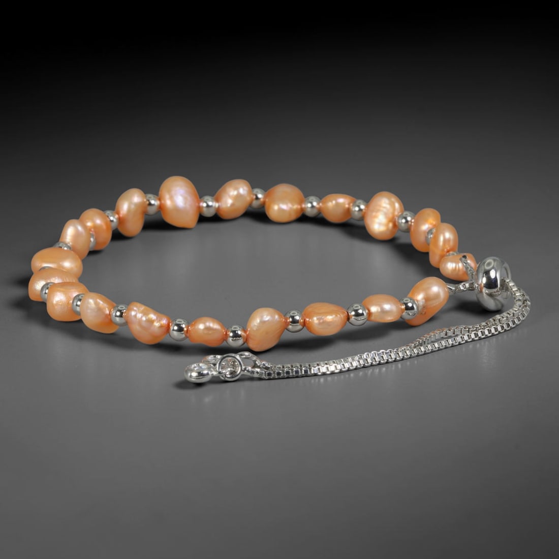 Natural Freshwater Pearl Bracelet - Baroque Orange Pearl Strand, 93YG (1 of 1)